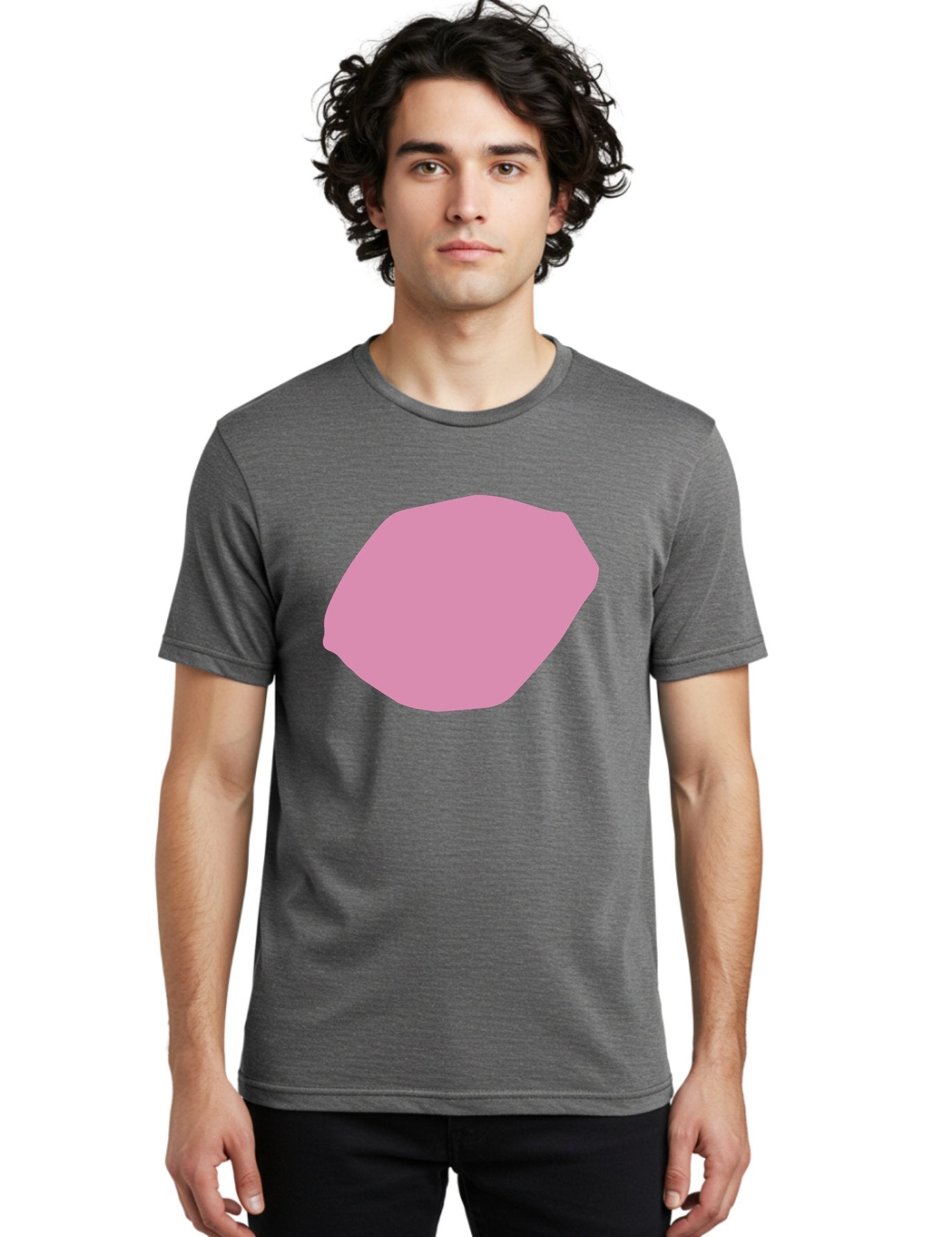 Pink-Shape-1 Men'S Graphic Tee, 100% Cotton, Comfortable Casual Summer Wear, Machine Washable, Pink Abstract Shape, Geometric Form, Pastel Color, Modern Design, Simple Composition, Artistic Element, Digital Art Aab628 16