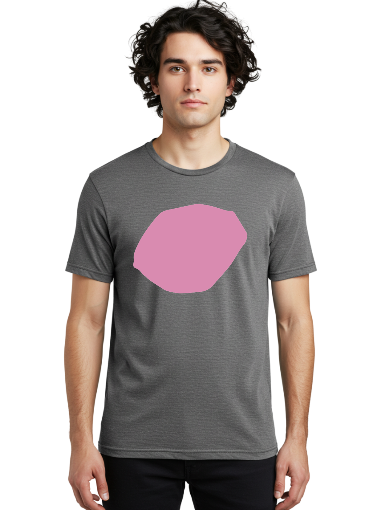 Pink-Shape-1 Men'S Graphic Tee, 100% Cotton, Comfortable Casual Summer Wear, Machine Washable, Pink Abstract Shape, Geometric Form, Pastel Color, Modern Design, Simple Composition, Artistic Element, Digital Art Aab628 26