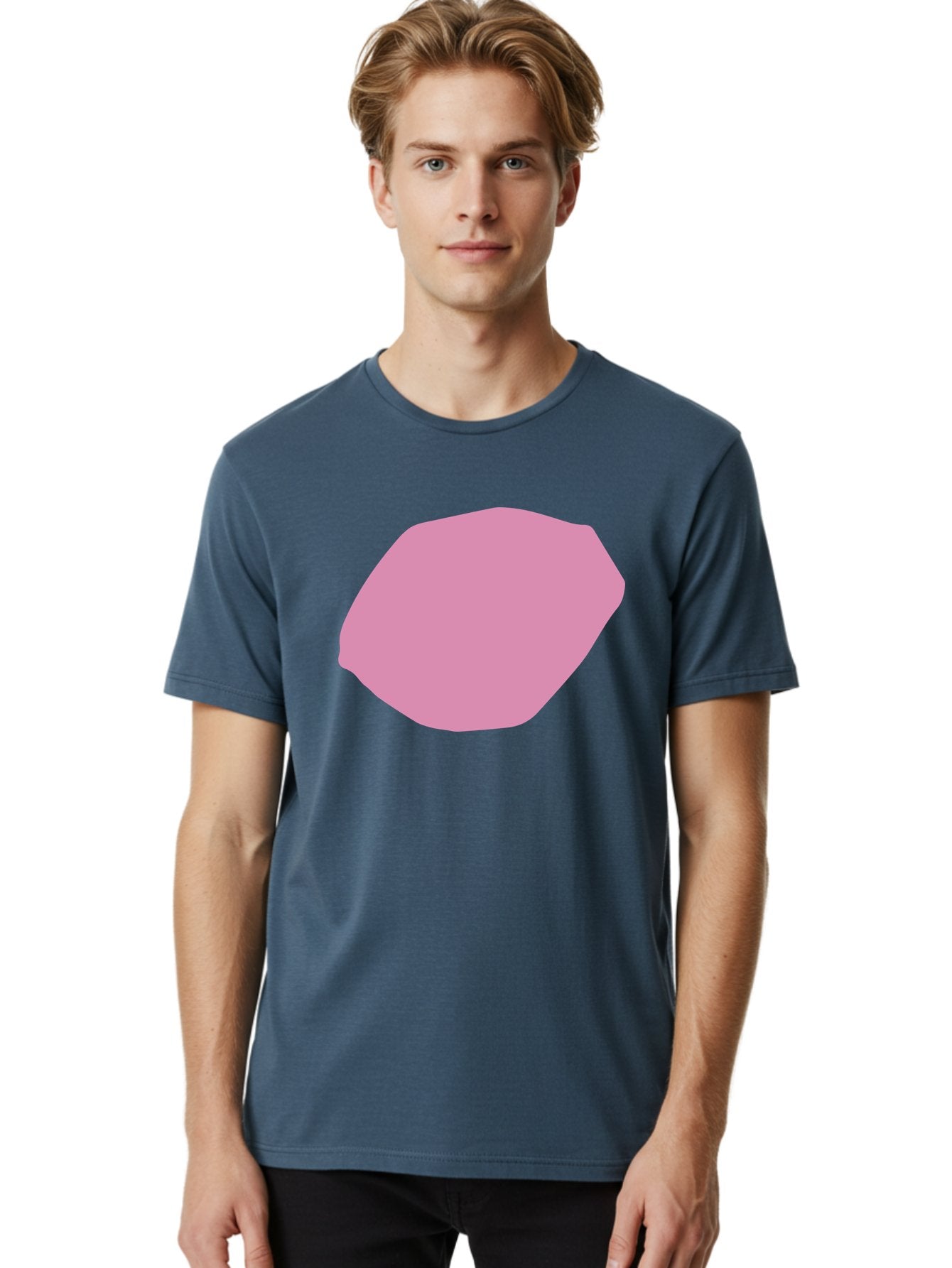 Pink-Shape-1 Men'S Graphic Tee, 100% Cotton, Comfortable Casual Summer Wear, Machine Washable, Pink Abstract Shape, Geometric Form, Pastel Color, Modern Design, Simple Composition, Artistic Element, Digital Art Aab628 29