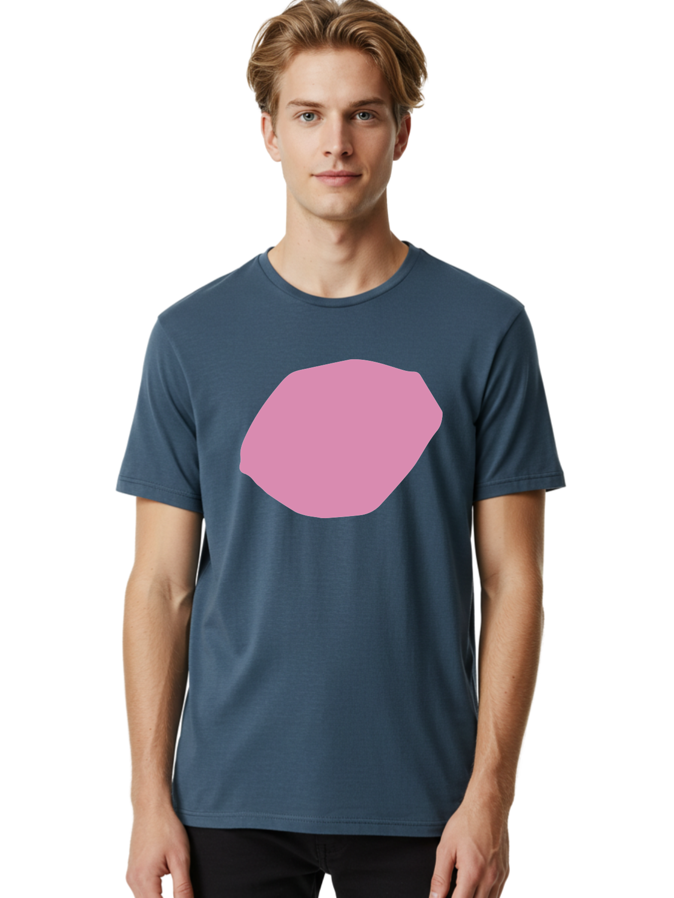 Pink-Shape-1 Men'S Graphic Tee, 100% Cotton, Comfortable Casual Summer Wear, Machine Washable, Pink Abstract Shape, Geometric Form, Pastel Color, Modern Design, Simple Composition, Artistic Element, Digital Art Aab628 4