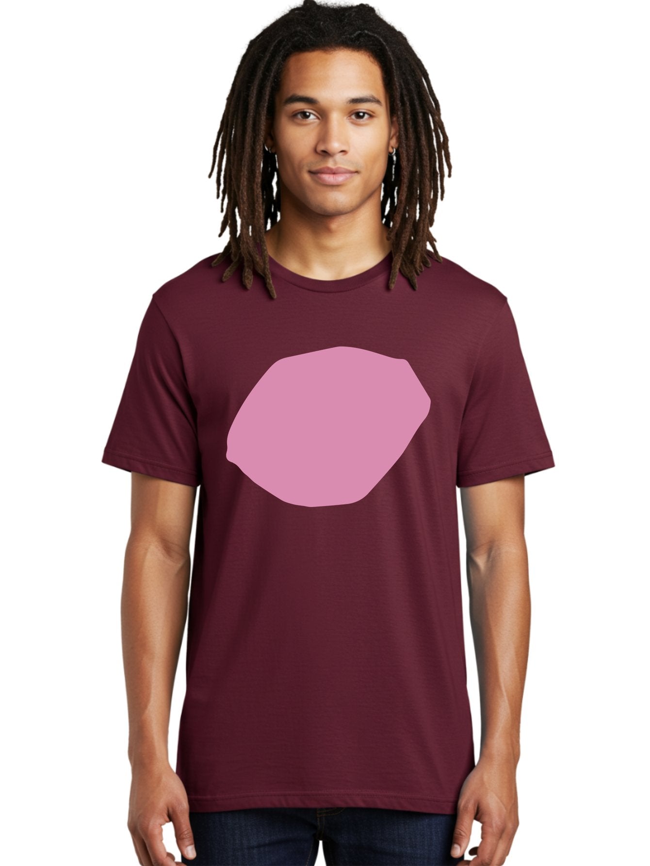 Pink-Shape-1 Men'S Graphic Tee, 100% Cotton, Comfortable Casual Summer Wear, Machine Washable, Pink Abstract Shape, Geometric Form, Pastel Color, Modern Design, Simple Composition, Artistic Element, Digital Art Aab628 24