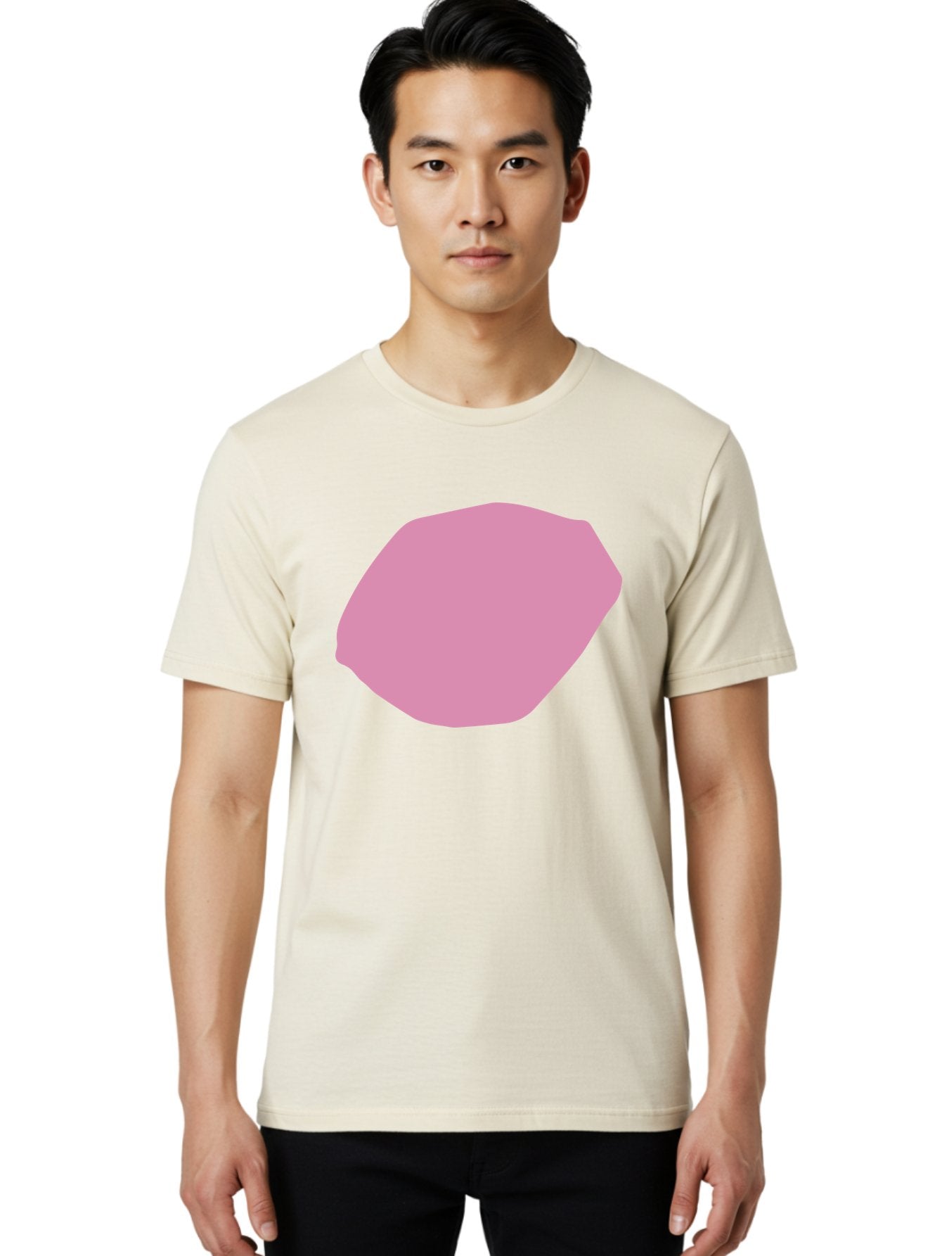 Pink-Shape-1 Men'S Graphic Tee, 100% Cotton, Comfortable Casual Summer Wear, Machine Washable, Pink Abstract Shape, Geometric Form, Pastel Color, Modern Design, Simple Composition, Artistic Element, Digital Art Aab628 18