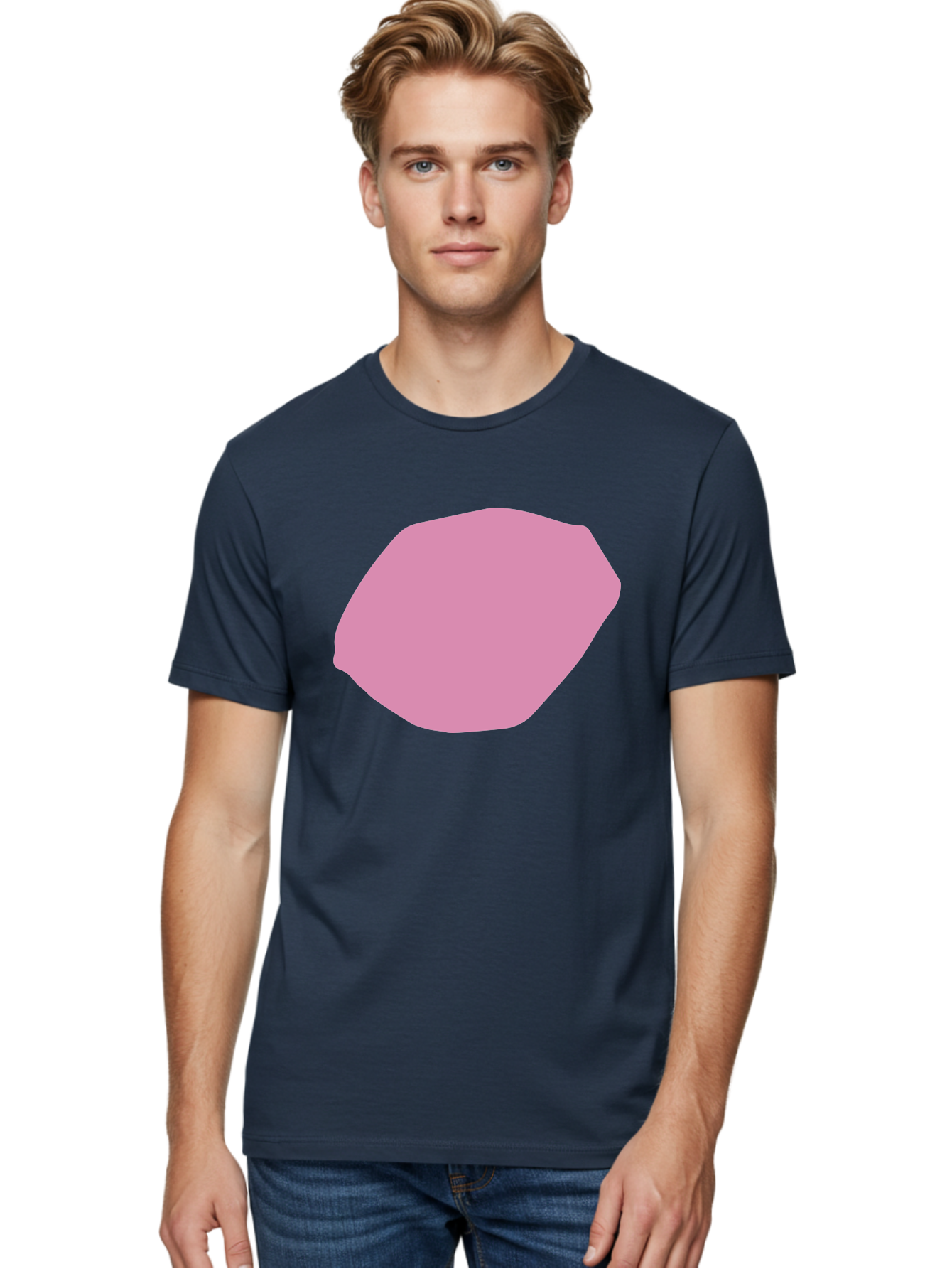 Pink-Shape-1 Men'S Graphic Tee, 100% Cotton, Comfortable Casual Summer Wear, Machine Washable, Pink Abstract Shape, Geometric Form, Pastel Color, Modern Design, Simple Composition, Artistic Element, Digital Art Aab628 10