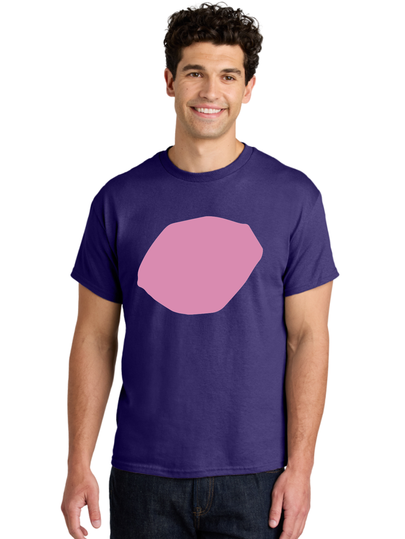 Pink-Shape-1 Men'S Graphic Tee, 100% Cotton, Comfortable Casual Summer Wear, Machine Washable, Pink Abstract Shape, Geometric Form, Pastel Color, Modern Design, Simple Composition, Artistic Element, Digital Art Aab628 8