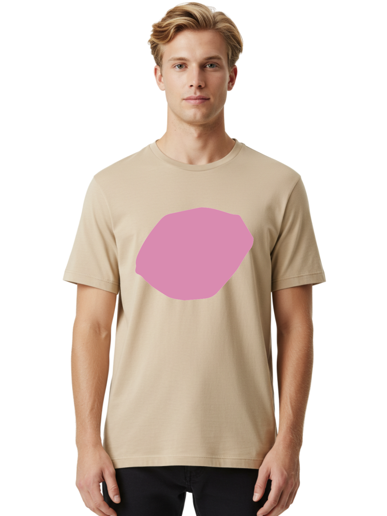 Pink-Shape-1 Men'S Graphic Tee, 100% Cotton, Comfortable Casual Summer Wear, Machine Washable, Pink Abstract Shape, Geometric Form, Pastel Color, Modern Design, Simple Composition, Artistic Element, Digital Art Aab628 12