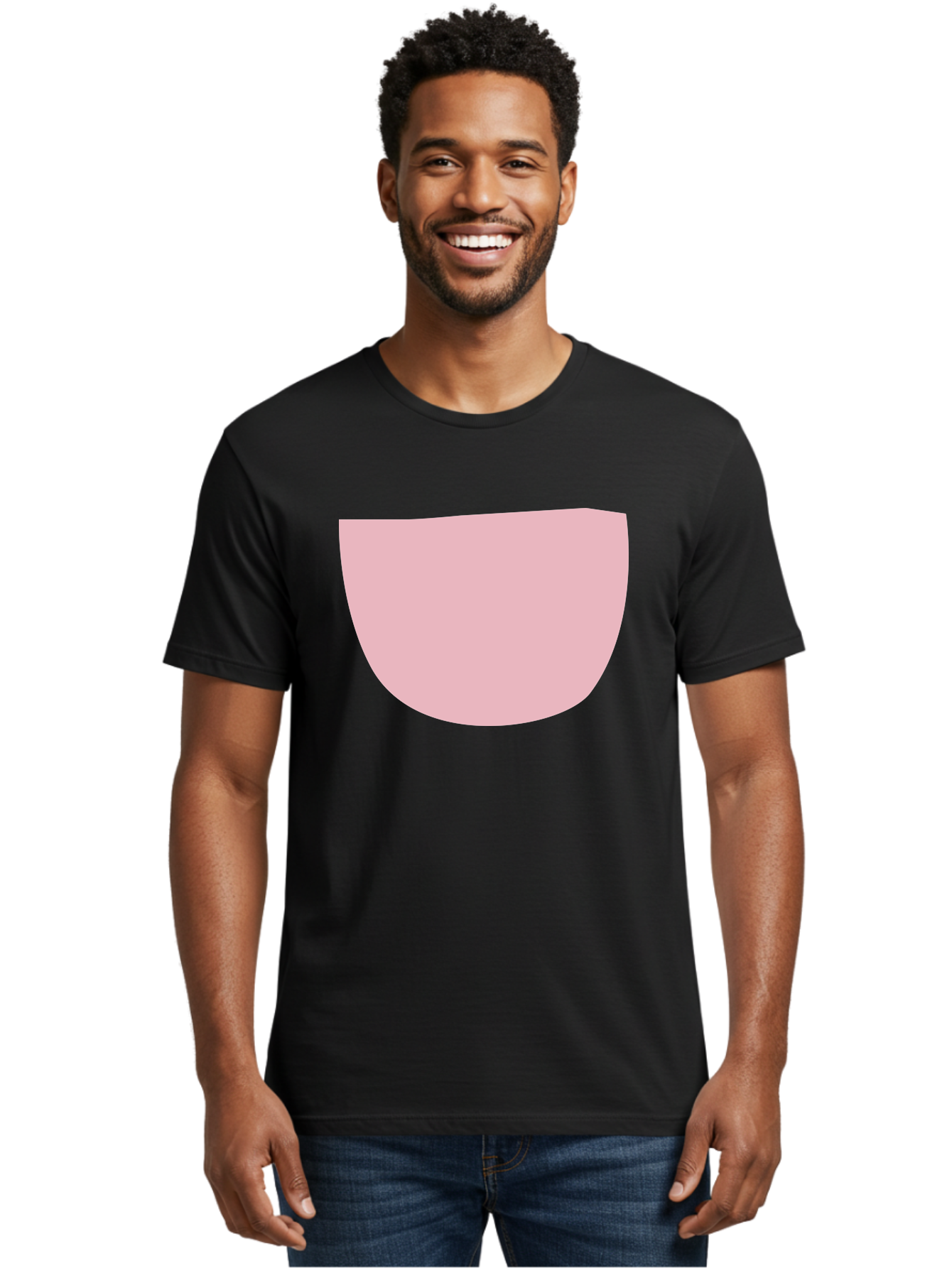 Pink-Shape Men'S Graphic Tee, 100% Cotton, Comfortable Casual Summer Wear, Machine Washable, Pink Semi-Circle, Abstract Shape, Geometric Form, Minimalist Design, Simple Graphic, Pastel Color, Digital Art Aab629 30