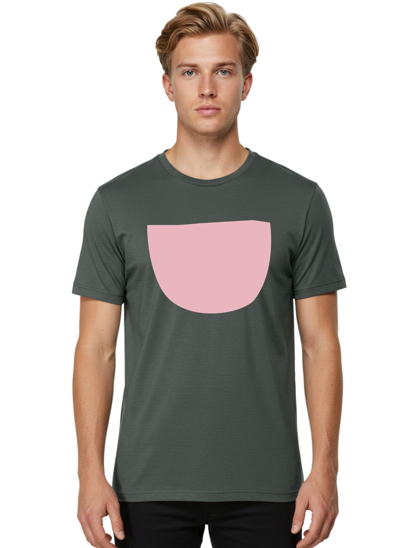 Pink-Shape Men'S Graphic Tee, 100% Cotton, Comfortable Casual Summer Wear, Machine Washable, Pink Semi-Circle, Abstract Shape, Geometric Form, Minimalist Design, Simple Graphic, Pastel Color, Digital Art Aab629 16