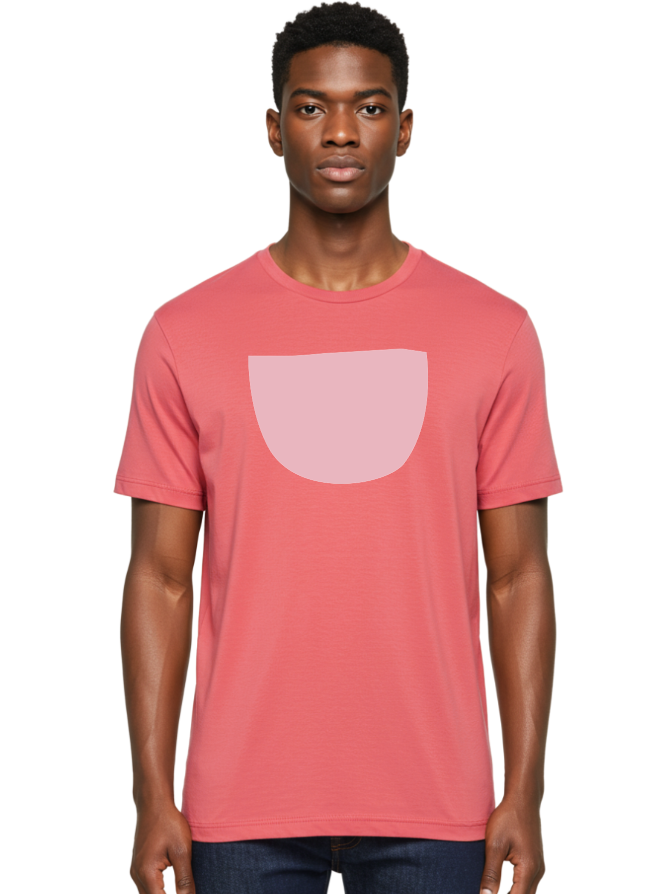 Pink-Shape Men'S Graphic Tee, 100% Cotton, Comfortable Casual Summer Wear, Machine Washable, Pink Semi-Circle, Abstract Shape, Geometric Form, Minimalist Design, Simple Graphic, Pastel Color, Digital Art Aab629 12