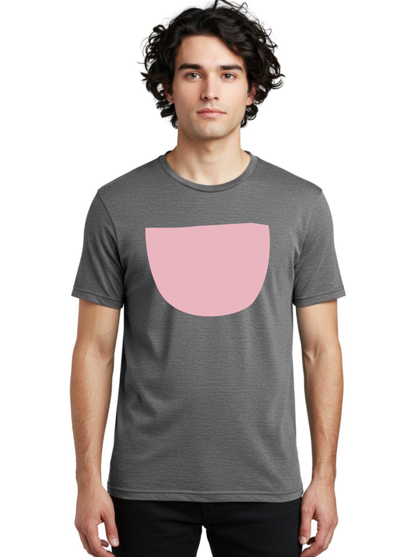 Pink-Shape Men'S Graphic Tee, 100% Cotton, Comfortable Casual Summer Wear, Machine Washable, Pink Semi-Circle, Abstract Shape, Geometric Form, Minimalist Design, Simple Graphic, Pastel Color, Digital Art Aab629 26