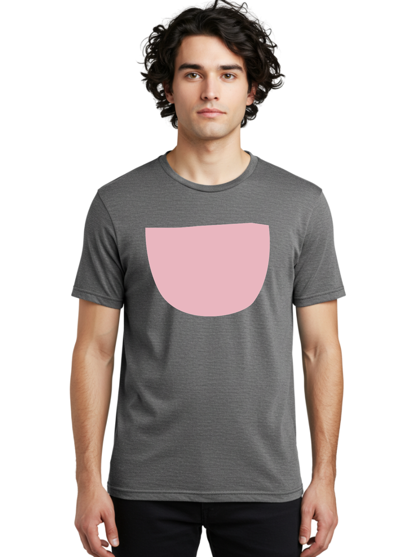 Pink-Shape Men'S Graphic Tee, 100% Cotton, Comfortable Casual Summer Wear, Machine Washable, Pink Semi-Circle, Abstract Shape, Geometric Form, Minimalist Design, Simple Graphic, Pastel Color, Digital Art Aab629 8