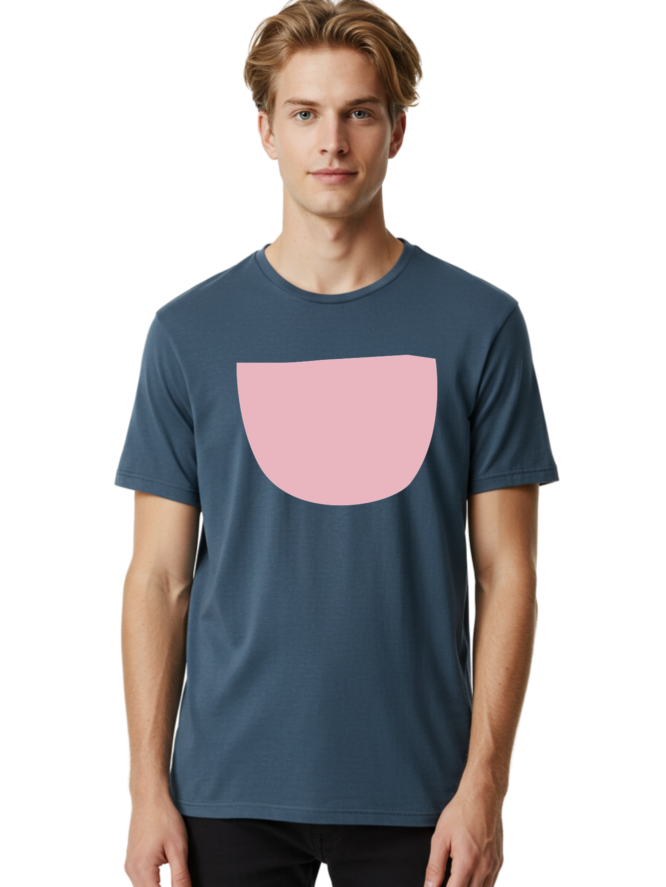 Pink-Shape Men'S Graphic Tee, 100% Cotton, Comfortable Casual Summer Wear, Machine Washable, Pink Semi-Circle, Abstract Shape, Geometric Form, Minimalist Design, Simple Graphic, Pastel Color, Digital Art Aab629 26