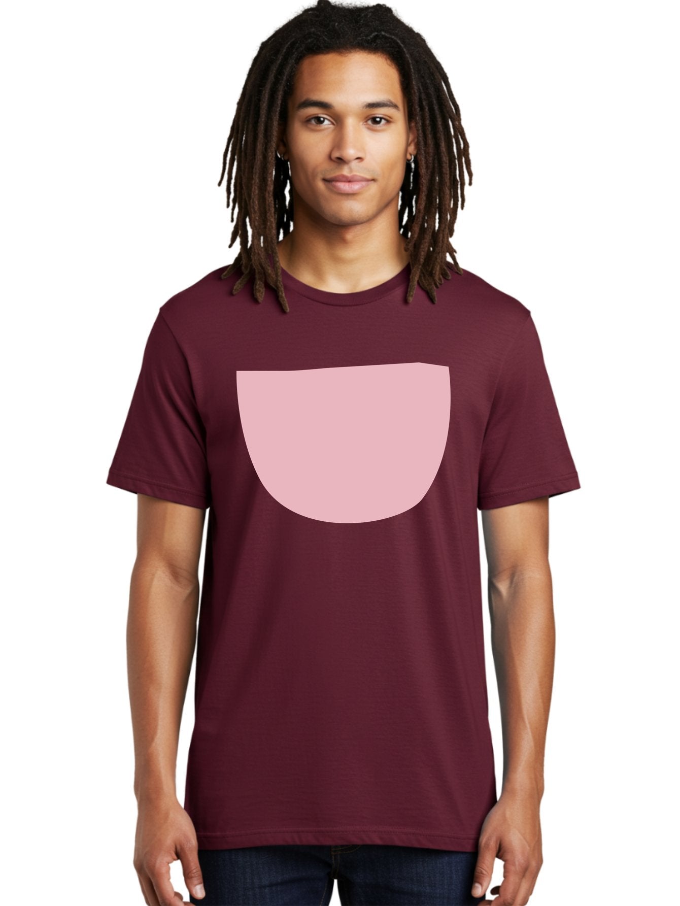 Pink-Shape Men'S Graphic Tee, 100% Cotton, Comfortable Casual Summer Wear, Machine Washable, Pink Semi-Circle, Abstract Shape, Geometric Form, Minimalist Design, Simple Graphic, Pastel Color, Digital Art Aab629 18