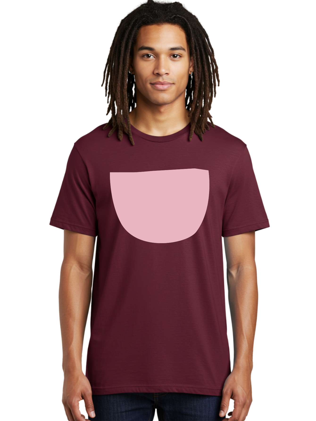 Pink-Shape Men'S Graphic Tee, 100% Cotton, Comfortable Casual Summer Wear, Machine Washable, Pink Semi-Circle, Abstract Shape, Geometric Form, Minimalist Design, Simple Graphic, Pastel Color, Digital Art Aab629 22