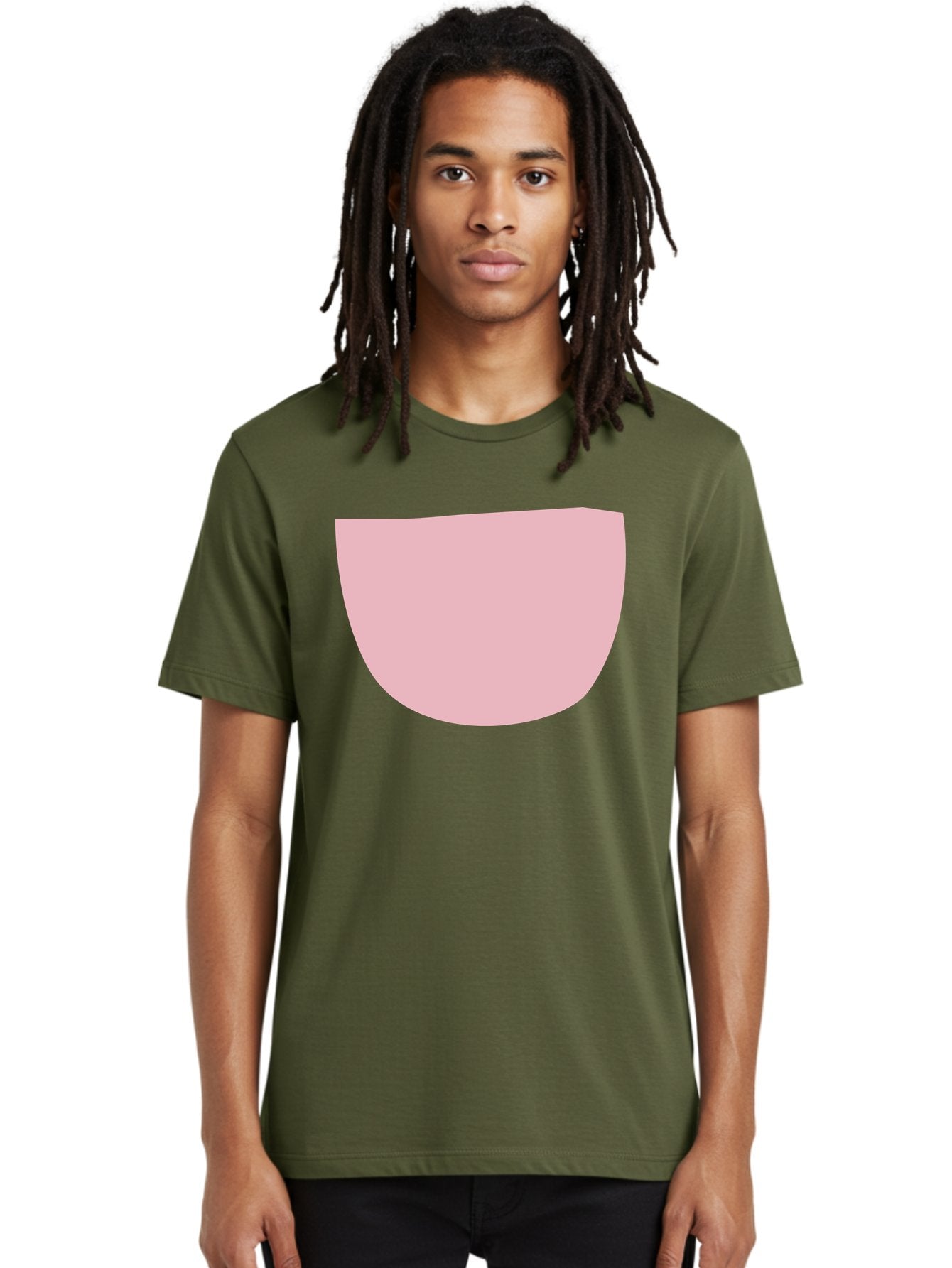 Pink-Shape Men'S Graphic Tee, 100% Cotton, Comfortable Casual Summer Wear, Machine Washable, Pink Semi-Circle, Abstract Shape, Geometric Form, Minimalist Design, Simple Graphic, Pastel Color, Digital Art Aab629 20