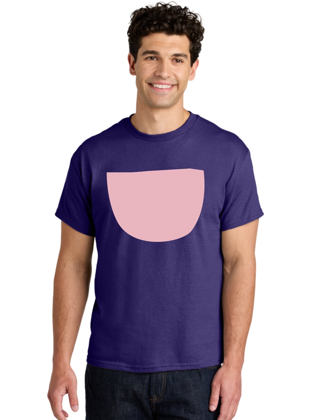 Pink-Shape Men'S Graphic Tee, 100% Cotton, Comfortable Casual Summer Wear, Machine Washable, Pink Semi-Circle, Abstract Shape, Geometric Form, Minimalist Design, Simple Graphic, Pastel Color, Digital Art Aab629 28