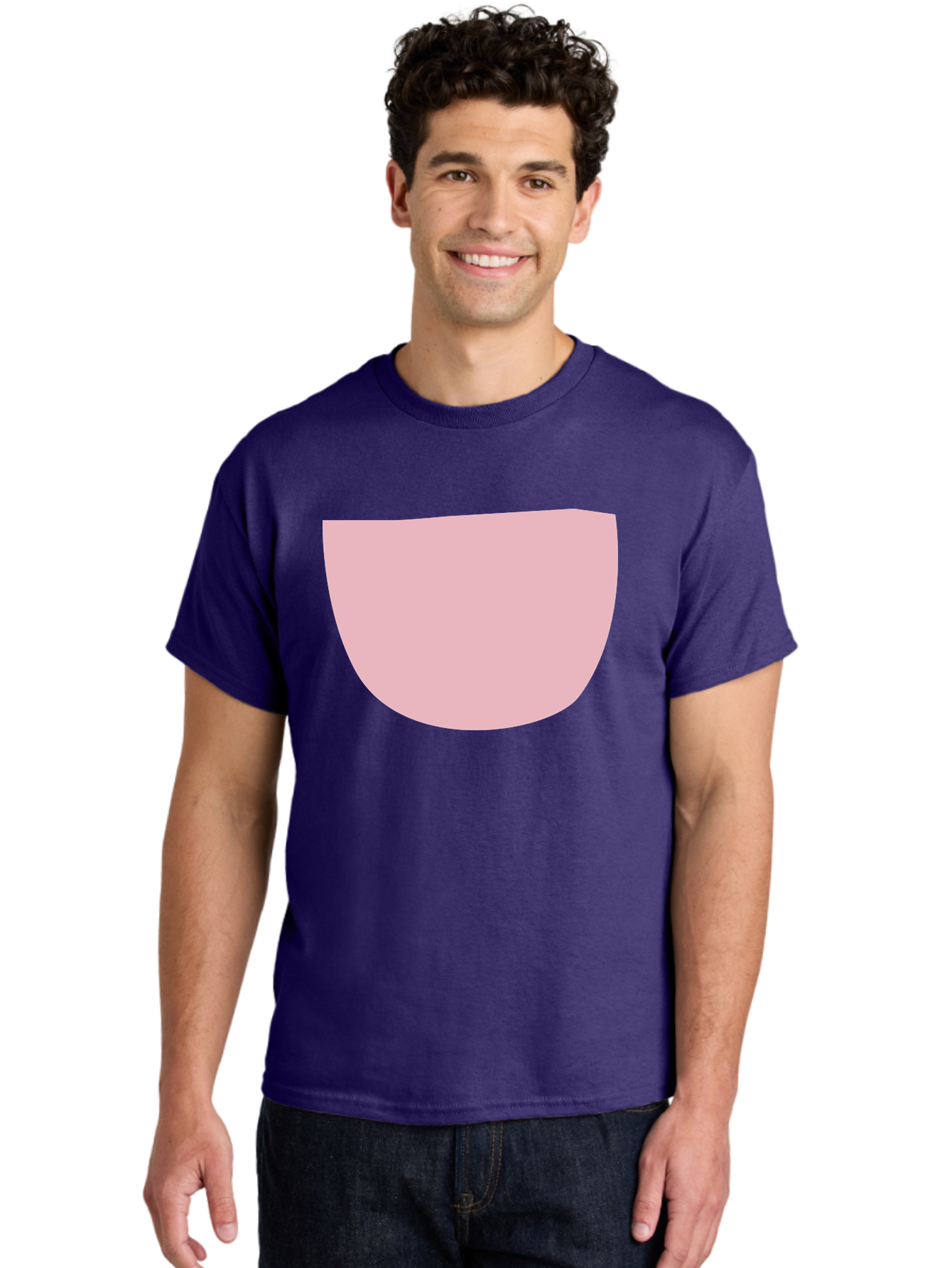 Pink-Shape Men'S Graphic Tee, 100% Cotton, Comfortable Casual Summer Wear, Machine Washable, Pink Semi-Circle, Abstract Shape, Geometric Form, Minimalist Design, Simple Graphic, Pastel Color, Digital Art Aab629 4
