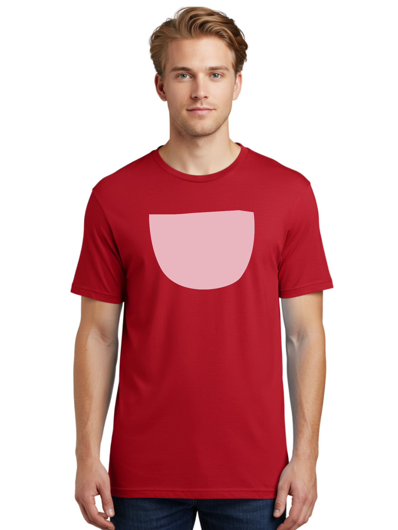Pink-Shape Men'S Graphic Tee, 100% Cotton, Comfortable Casual Summer Wear, Machine Washable, Pink Semi-Circle, Abstract Shape, Geometric Form, Minimalist Design, Simple Graphic, Pastel Color, Digital Art Aab629 18