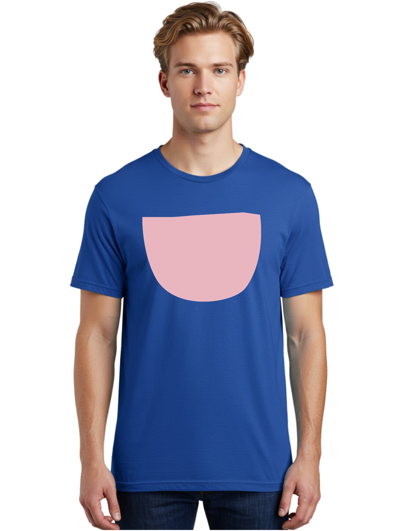 Pink-Shape Men'S Graphic Tee, 100% Cotton, Comfortable Casual Summer Wear, Machine Washable, Pink Semi-Circle, Abstract Shape, Geometric Form, Minimalist Design, Simple Graphic, Pastel Color, Digital Art Aab629 28