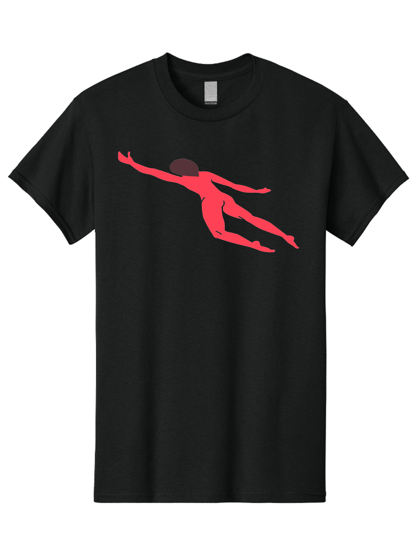 Pink-Silhouette Men'S Graphic Tee, 100% Cotton, Comfortable Casual Summer Wear, Machine Washable, Swimming Motion, Aquatic Activity, Sports, Dynamic Movement, Water Sports, Freestyle Swimmer, Red Figure, Fluid Motion Aab630 19