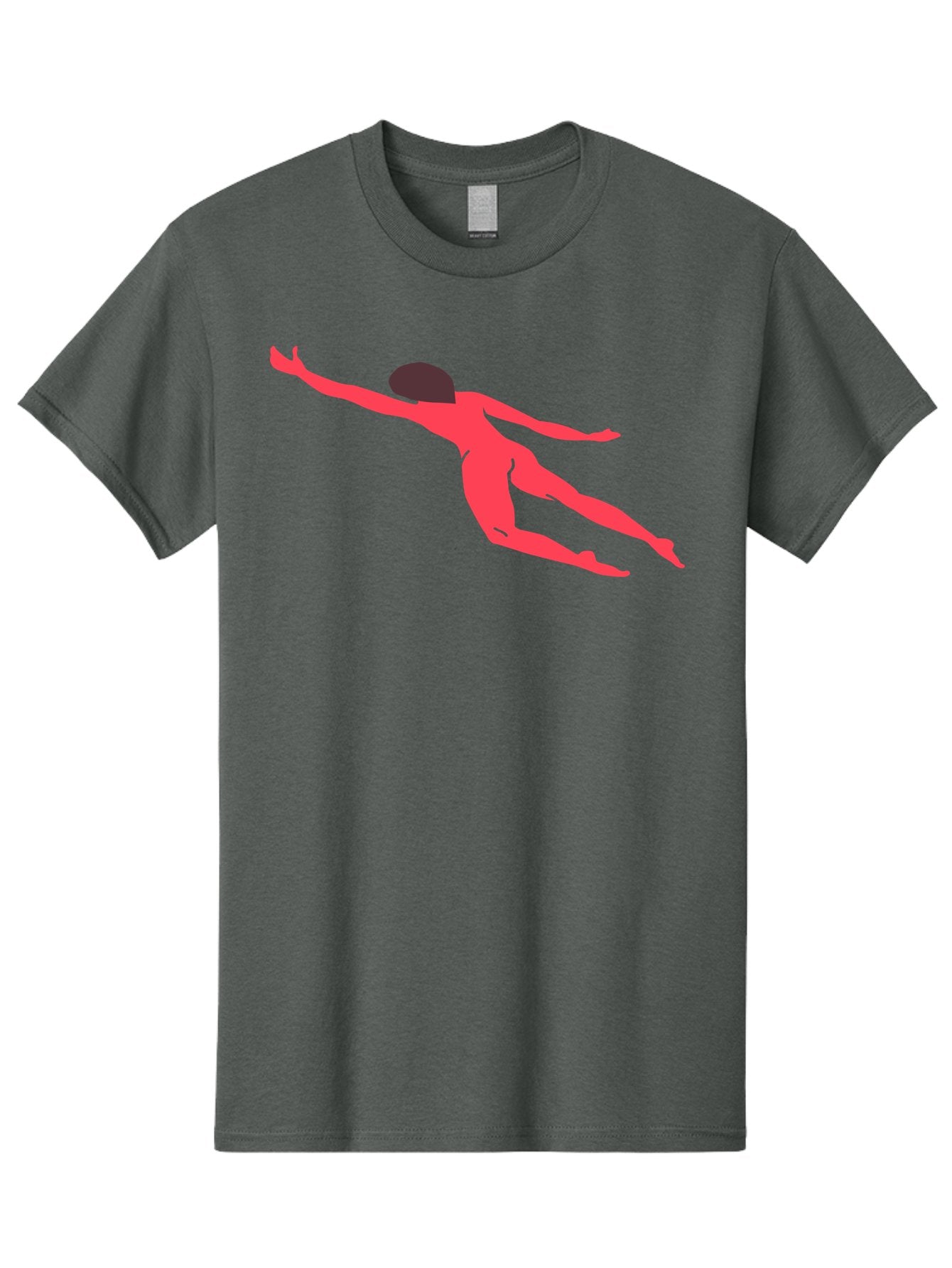 Pink-Silhouette Men'S Graphic Tee, 100% Cotton, Comfortable Casual Summer Wear, Machine Washable, Swimming Motion, Aquatic Activity, Sports, Dynamic Movement, Water Sports, Freestyle Swimmer, Red Figure, Fluid Motion Aab630 7