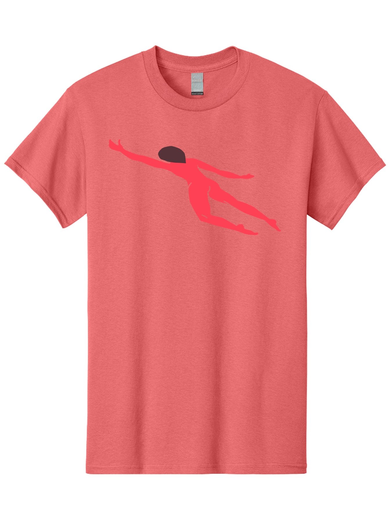 Pink-Silhouette Men'S Graphic Tee, 100% Cotton, Comfortable Casual Summer Wear, Machine Washable, Swimming Motion, Aquatic Activity, Sports, Dynamic Movement, Water Sports, Freestyle Swimmer, Red Figure, Fluid Motion Aab630 13