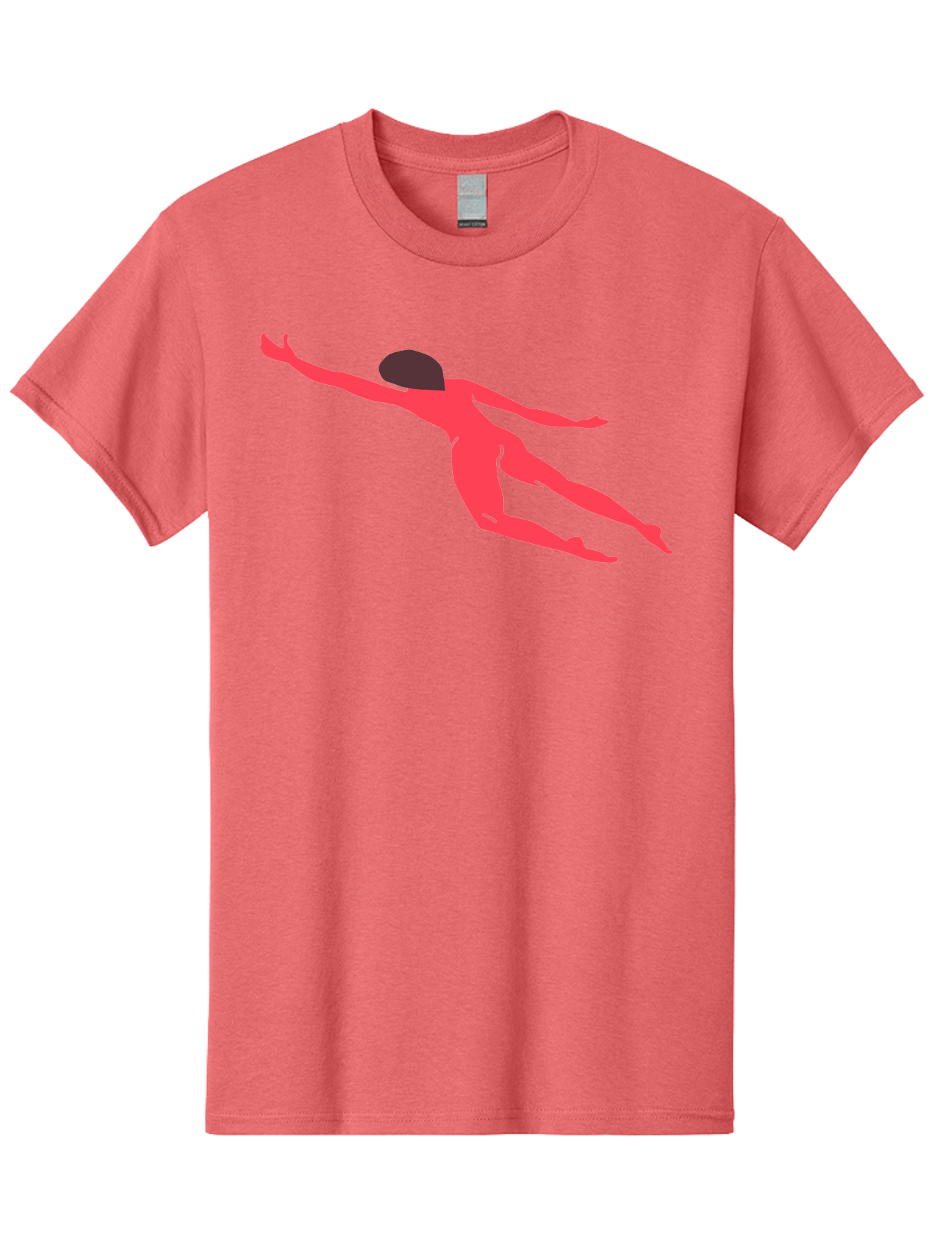 Pink-Silhouette Men'S Graphic Tee, 100% Cotton, Comfortable Casual Summer Wear, Machine Washable, Swimming Motion, Aquatic Activity, Sports, Dynamic Movement, Water Sports, Freestyle Swimmer, Red Figure, Fluid Motion Aab630 29