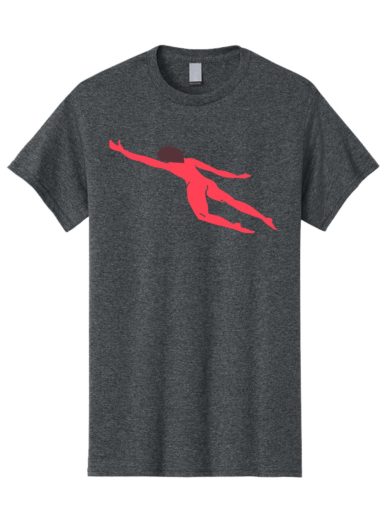 Pink-Silhouette Men'S Graphic Tee, 100% Cotton, Comfortable Casual Summer Wear, Machine Washable, Swimming Motion, Aquatic Activity, Sports, Dynamic Movement, Water Sports, Freestyle Swimmer, Red Figure, Fluid Motion Aab630 8