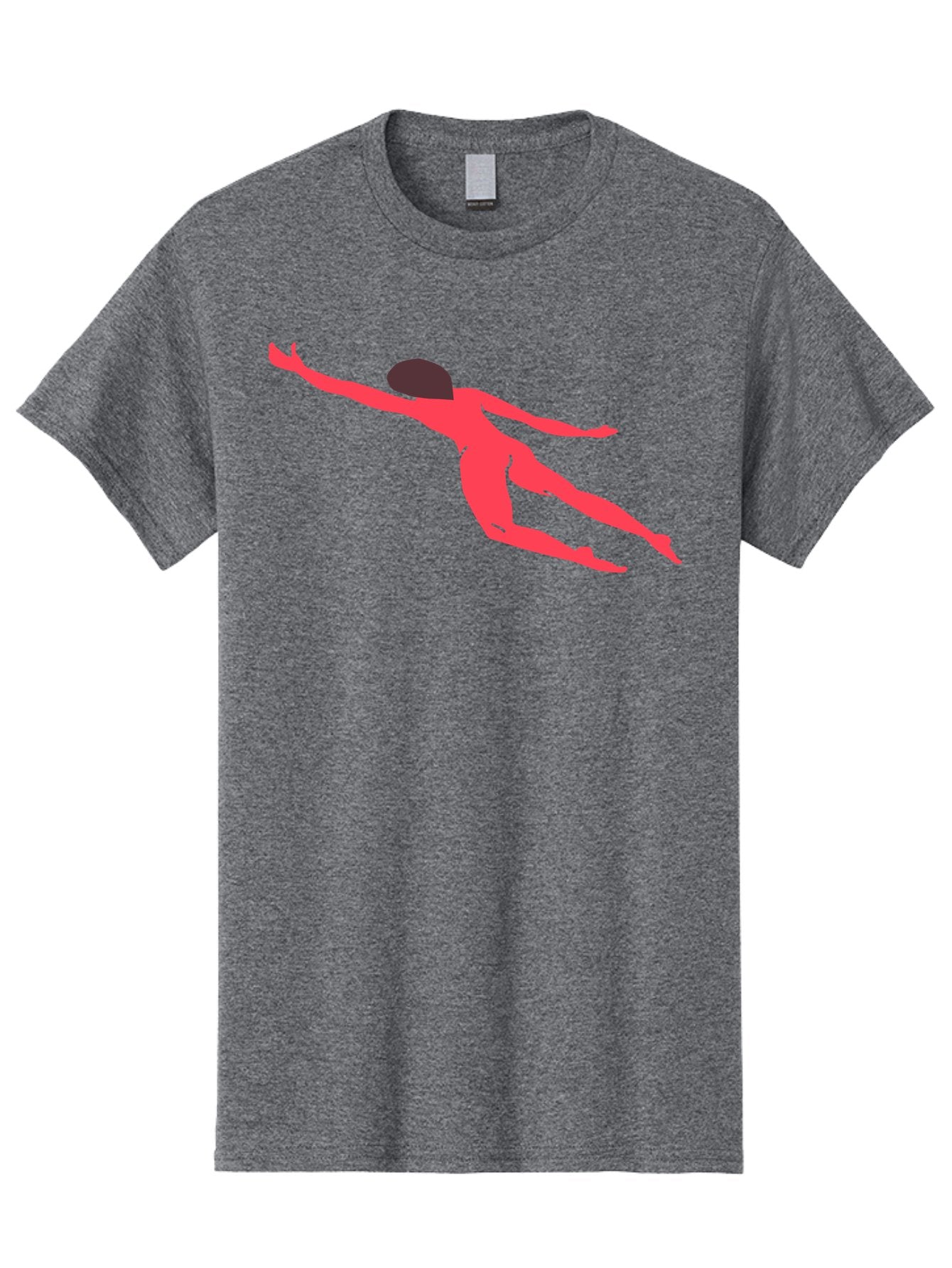 Pink-Silhouette Men'S Graphic Tee, 100% Cotton, Comfortable Casual Summer Wear, Machine Washable, Swimming Motion, Aquatic Activity, Sports, Dynamic Movement, Water Sports, Freestyle Swimmer, Red Figure, Fluid Motion Aab630 6