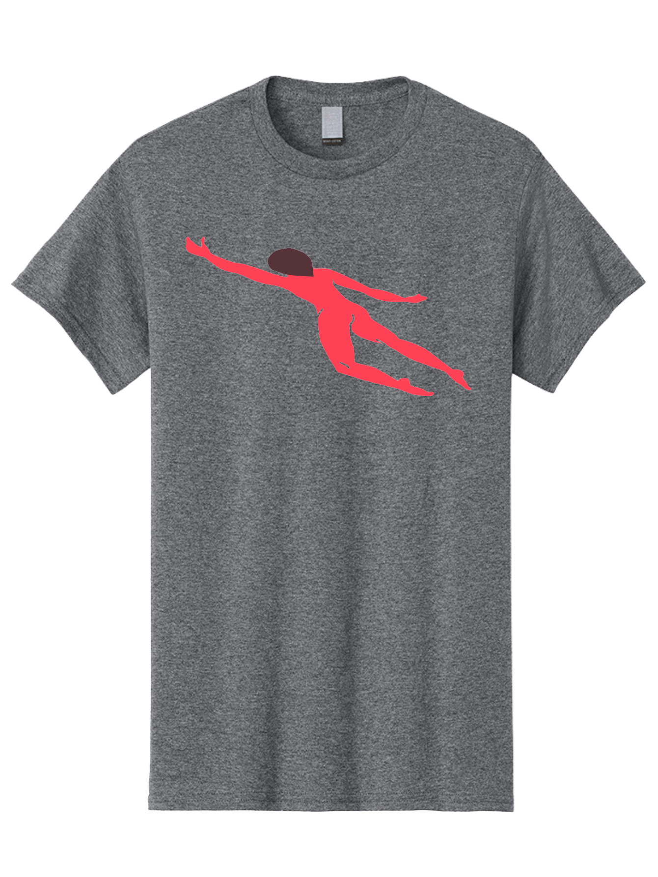 Pink-Silhouette Men'S Graphic Tee, 100% Cotton, Comfortable Casual Summer Wear, Machine Washable, Swimming Motion, Aquatic Activity, Sports, Dynamic Movement, Water Sports, Freestyle Swimmer, Red Figure, Fluid Motion Aab630 13