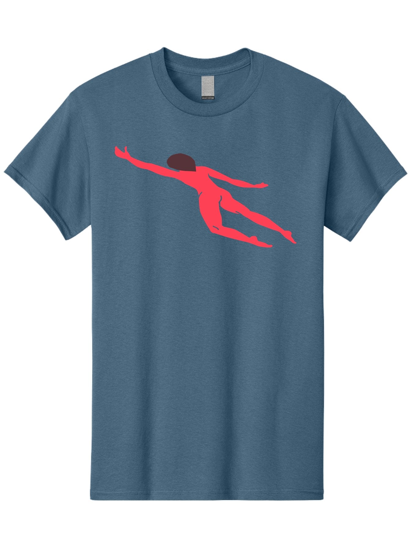 Pink-Silhouette Men'S Graphic Tee, 100% Cotton, Comfortable Casual Summer Wear, Machine Washable, Swimming Motion, Aquatic Activity, Sports, Dynamic Movement, Water Sports, Freestyle Swimmer, Red Figure, Fluid Motion Aab630 14