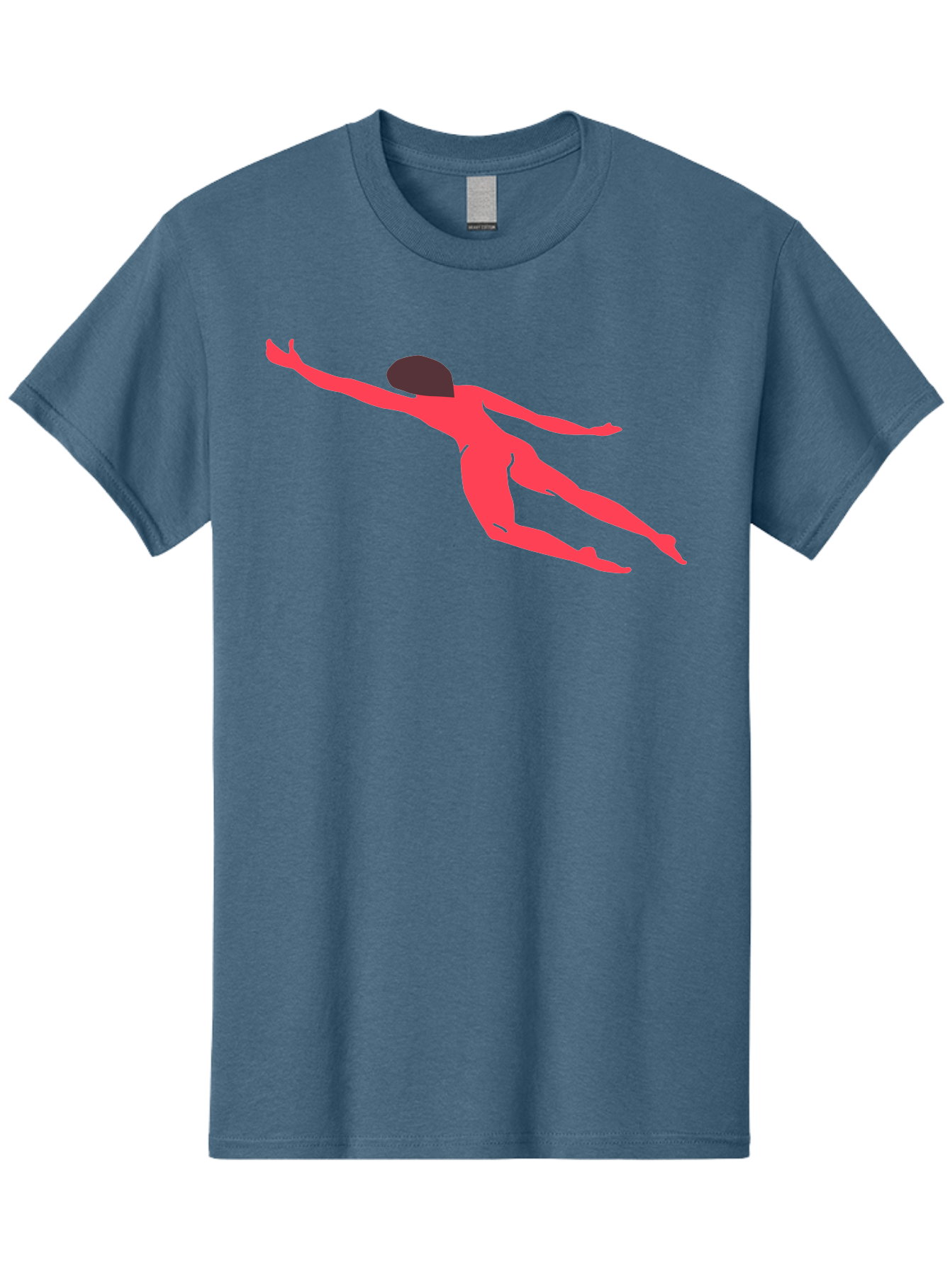 Pink-Silhouette Men'S Graphic Tee, 100% Cotton, Comfortable Casual Summer Wear, Machine Washable, Swimming Motion, Aquatic Activity, Sports, Dynamic Movement, Water Sports, Freestyle Swimmer, Red Figure, Fluid Motion Aab630 3