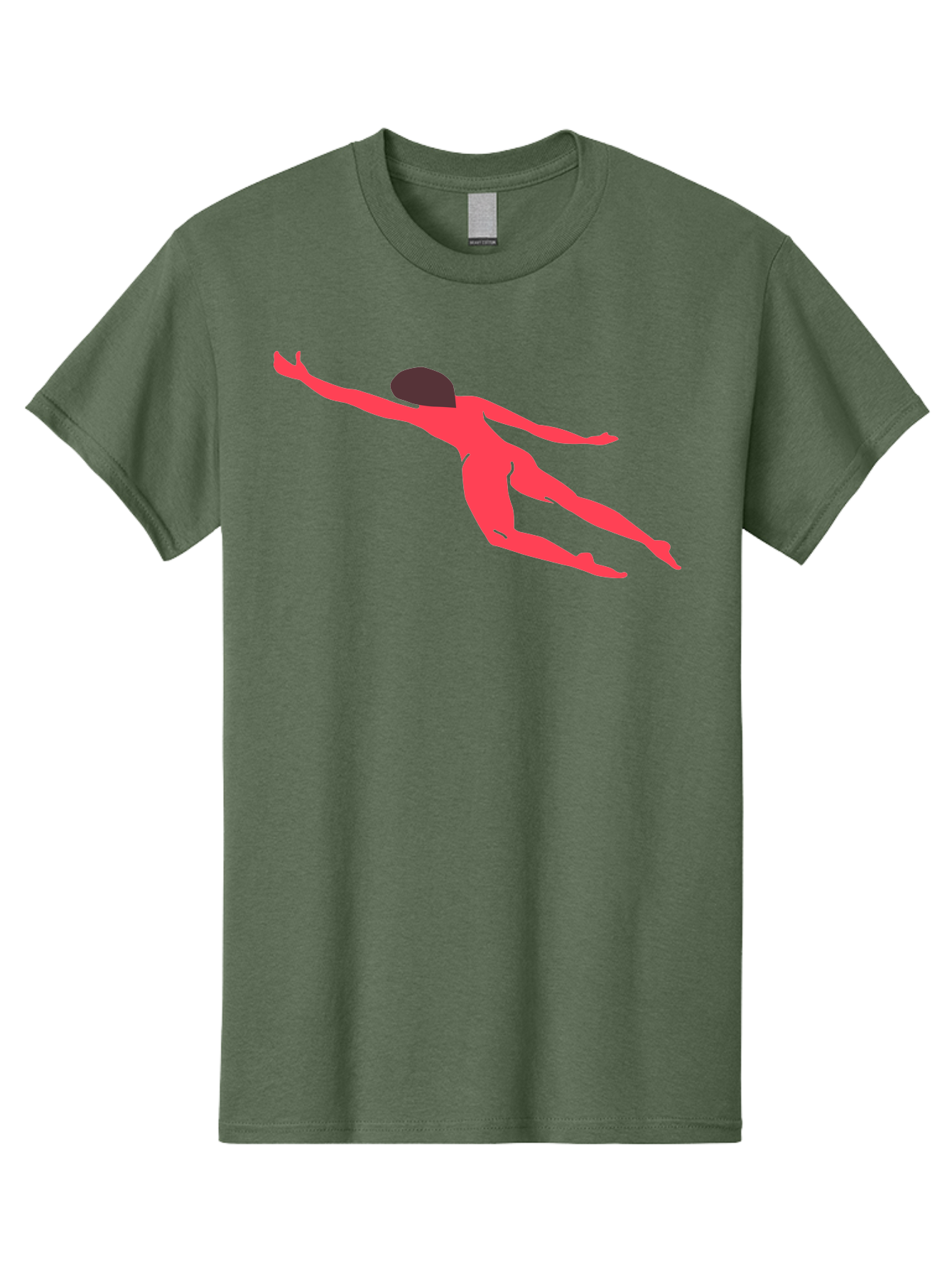 Pink-Silhouette Men'S Graphic Tee, 100% Cotton, Comfortable Casual Summer Wear, Machine Washable, Swimming Motion, Aquatic Activity, Sports, Dynamic Movement, Water Sports, Freestyle Swimmer, Red Figure, Fluid Motion Aab630 15