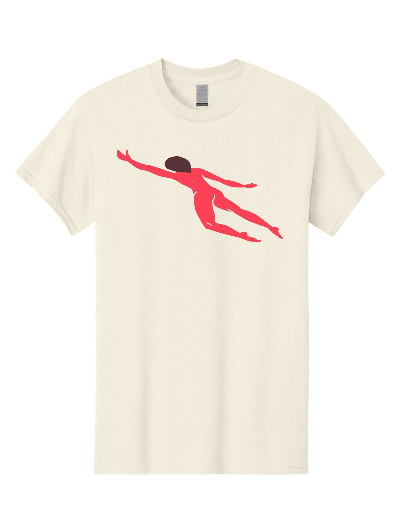 Pink-Silhouette Men'S Graphic Tee, 100% Cotton, Comfortable Casual Summer Wear, Machine Washable, Swimming Motion, Aquatic Activity, Sports, Dynamic Movement, Water Sports, Freestyle Swimmer, Red Figure, Fluid Motion Aab630 11