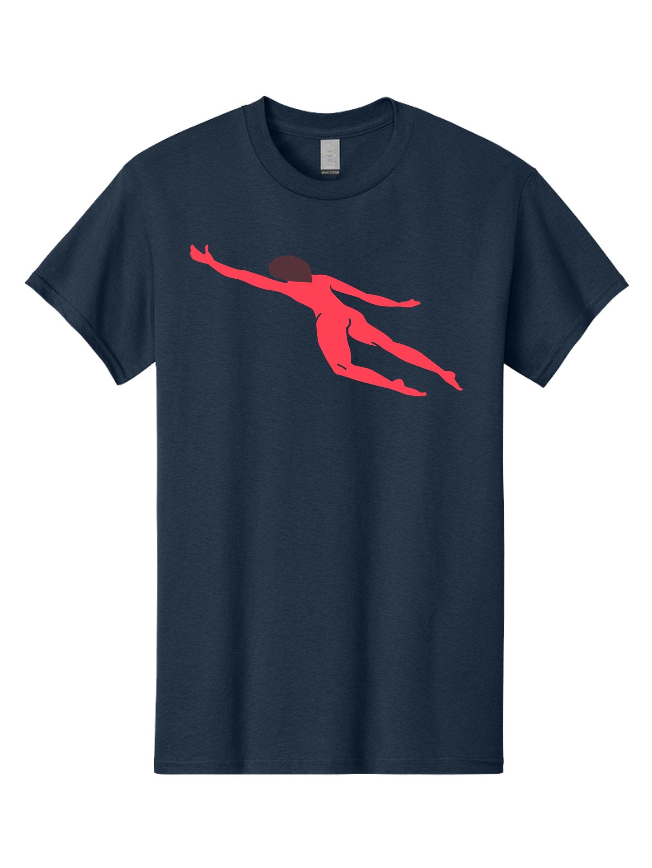 Pink-Silhouette Men'S Graphic Tee, 100% Cotton, Comfortable Casual Summer Wear, Machine Washable, Swimming Motion, Aquatic Activity, Sports, Dynamic Movement, Water Sports, Freestyle Swimmer, Red Figure, Fluid Motion Aab630 9