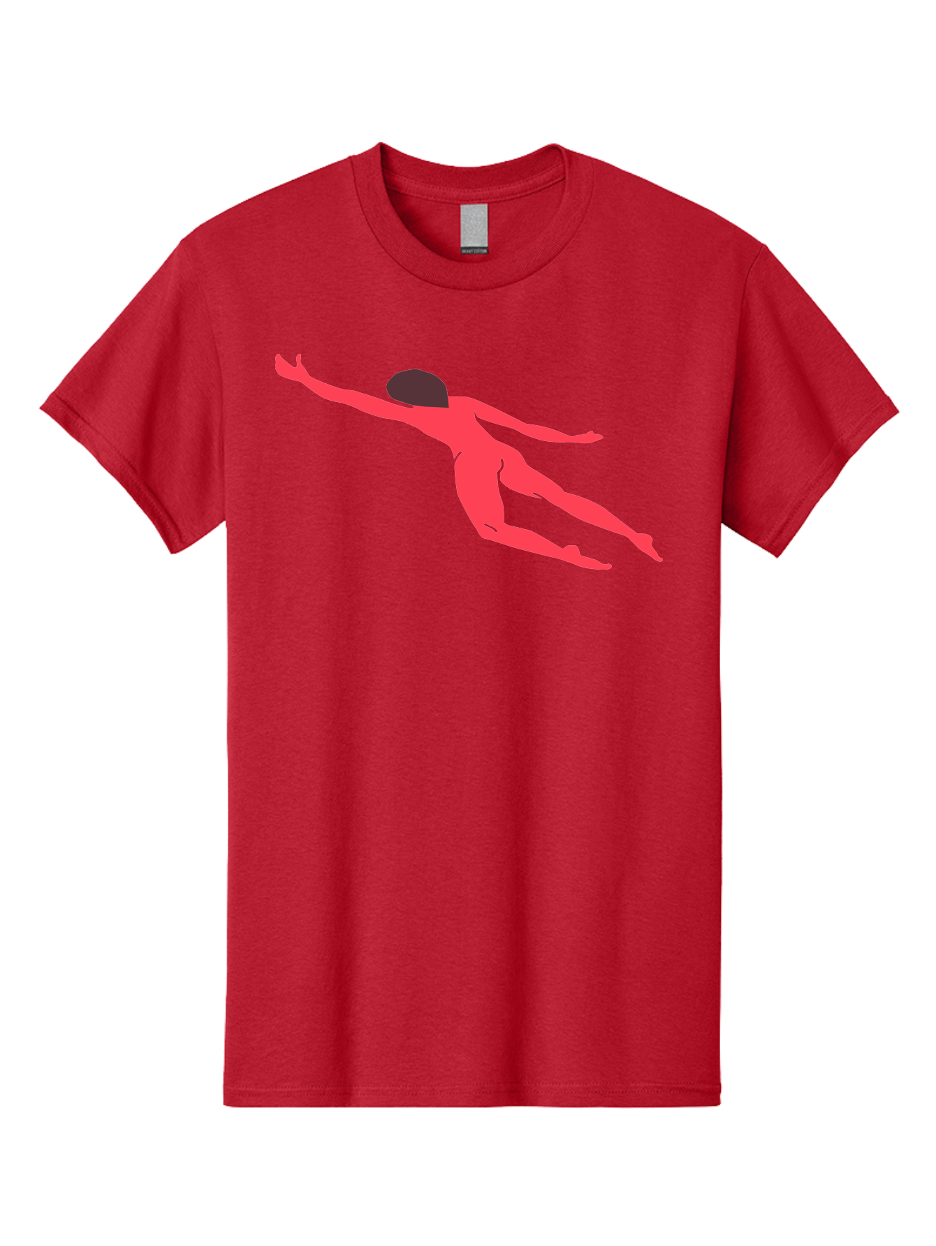 Pink-Silhouette Men'S Graphic Tee, 100% Cotton, Comfortable Casual Summer Wear, Machine Washable, Swimming Motion, Aquatic Activity, Sports, Dynamic Movement, Water Sports, Freestyle Swimmer, Red Figure, Fluid Motion Aab630 21