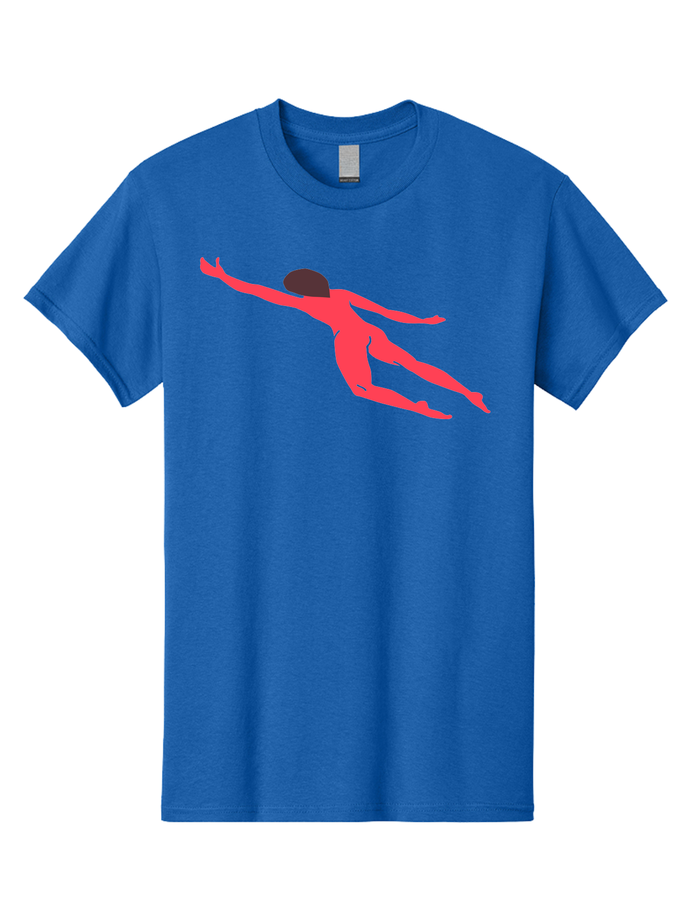 Pink-Silhouette Men'S Graphic Tee, 100% Cotton, Comfortable Casual Summer Wear, Machine Washable, Swimming Motion, Aquatic Activity, Sports, Dynamic Movement, Water Sports, Freestyle Swimmer, Red Figure, Fluid Motion Aab630
