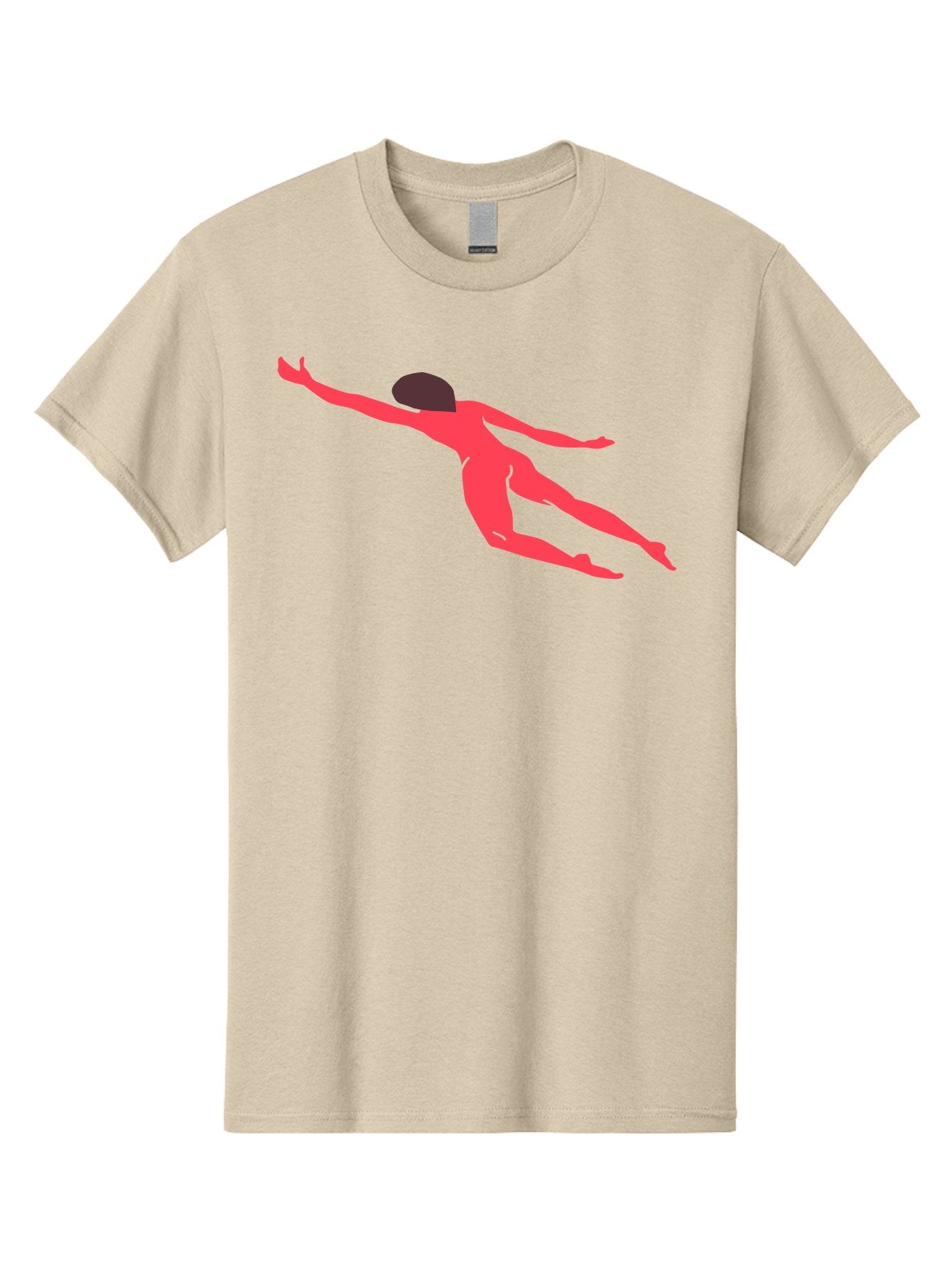 Pink-Silhouette Men'S Graphic Tee, 100% Cotton, Comfortable Casual Summer Wear, Machine Washable, Swimming Motion, Aquatic Activity, Sports, Dynamic Movement, Water Sports, Freestyle Swimmer, Red Figure, Fluid Motion Aab630 3