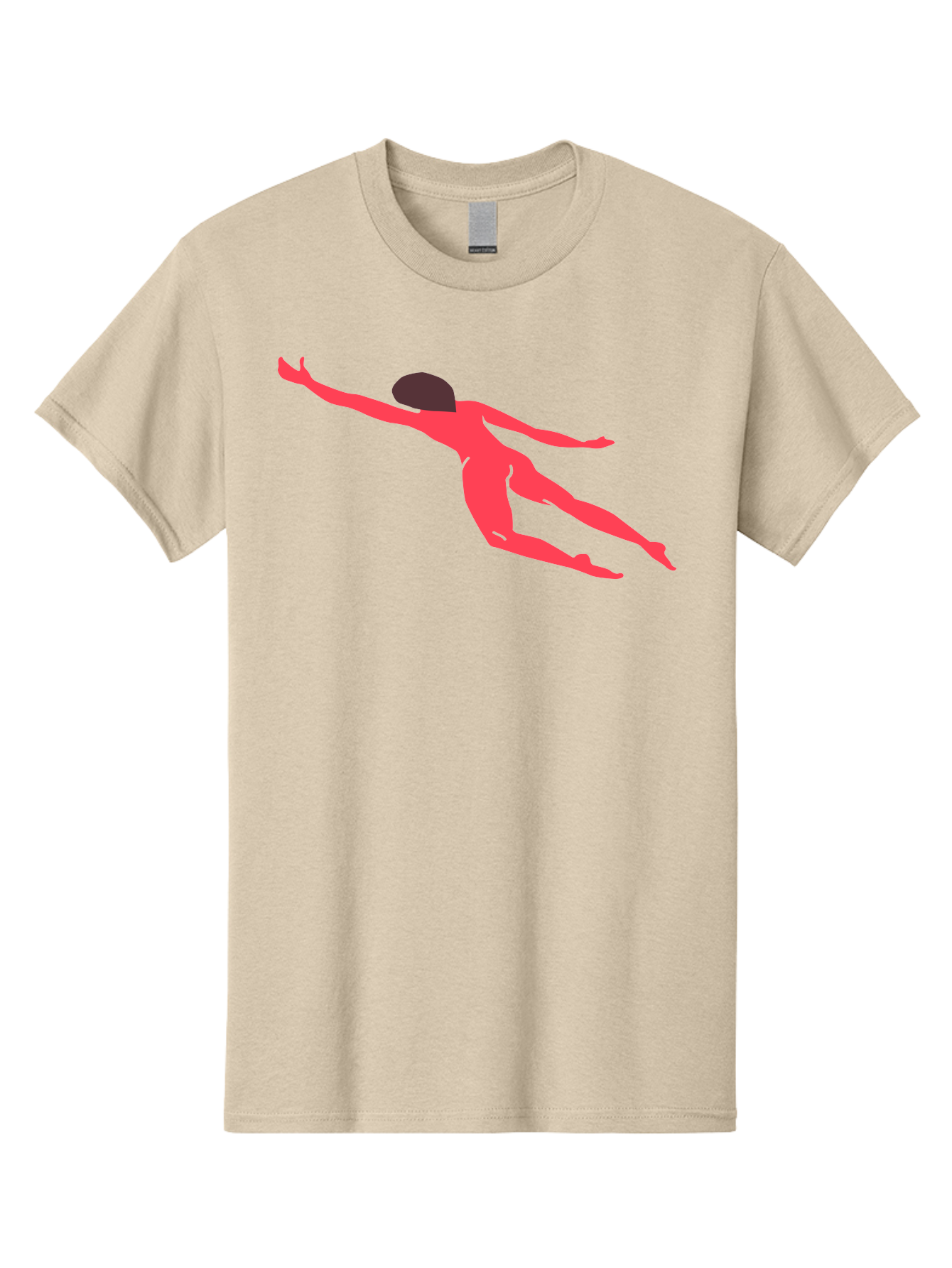 Pink-Silhouette Men'S Graphic Tee, 100% Cotton, Comfortable Casual Summer Wear, Machine Washable, Swimming Motion, Aquatic Activity, Sports, Dynamic Movement, Water Sports, Freestyle Swimmer, Red Figure, Fluid Motion Aab630 17