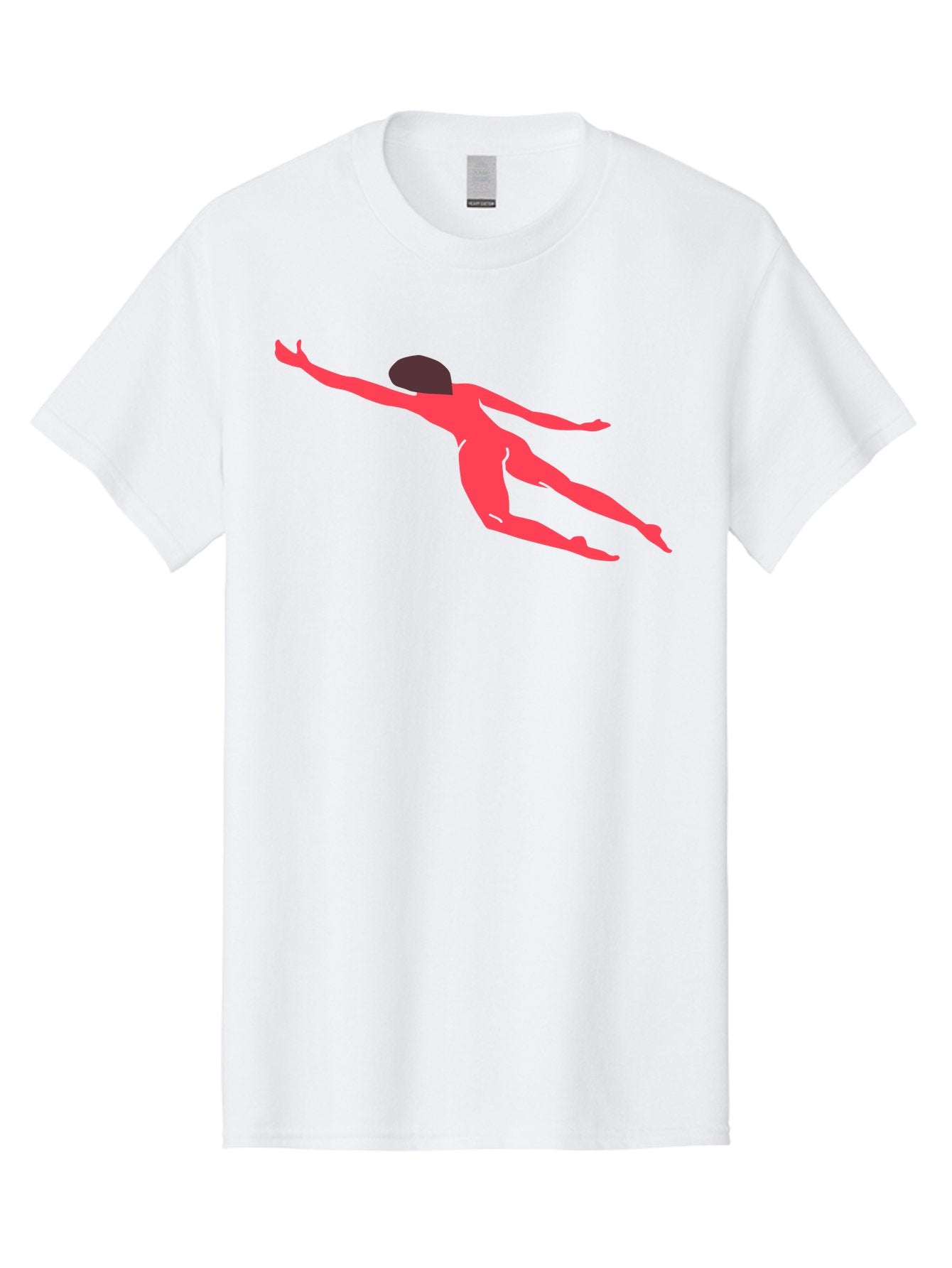 Pink-Silhouette Men'S Graphic Tee, 100% Cotton, Comfortable Casual Summer Wear, Machine Washable, Swimming Motion, Aquatic Activity, Sports, Dynamic Movement, Water Sports, Freestyle Swimmer, Red Figure, Fluid Motion Aab630 12