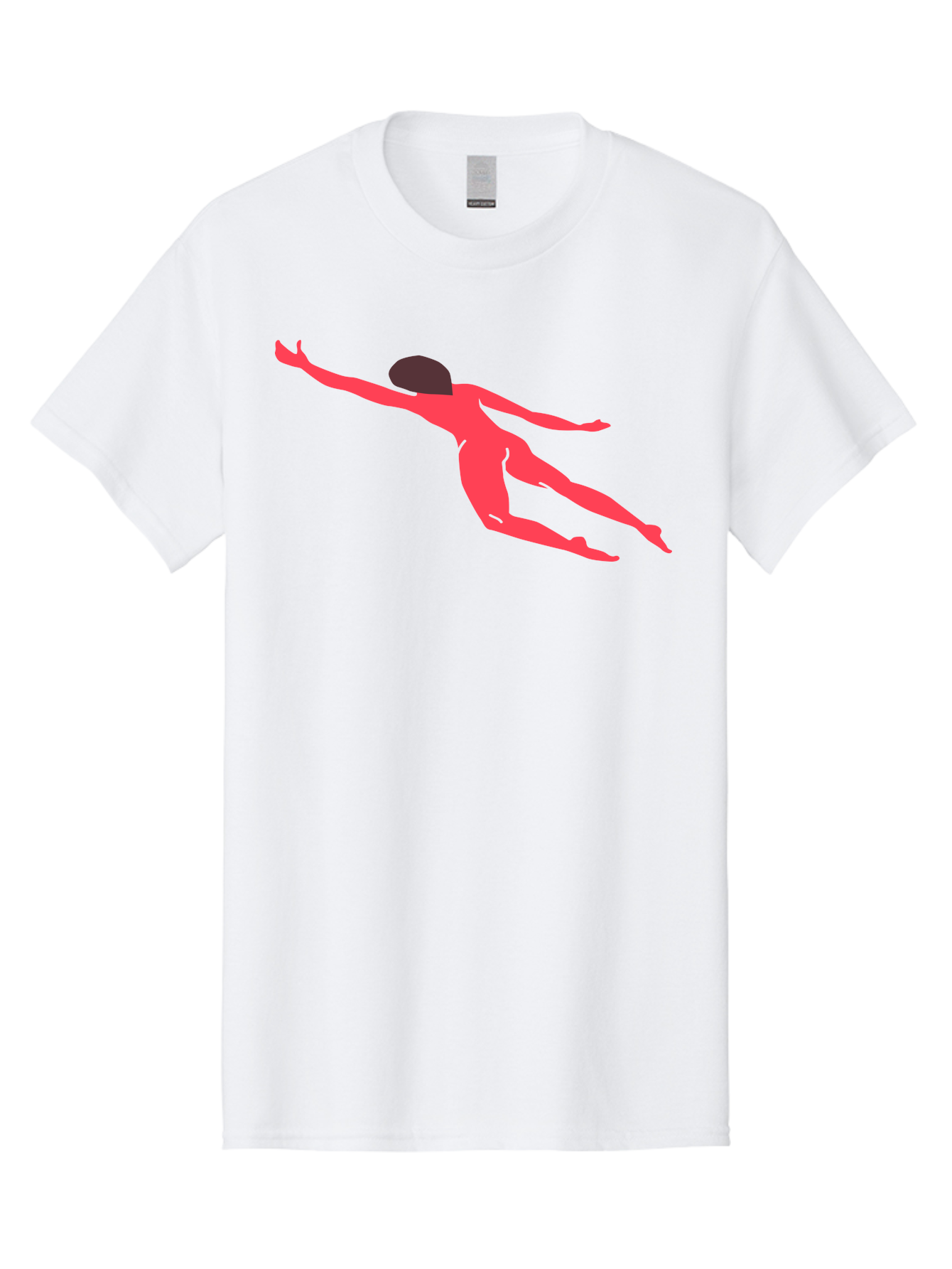 Pink-Silhouette Men'S Graphic Tee, 100% Cotton, Comfortable Casual Summer Wear, Machine Washable, Swimming Motion, Aquatic Activity, Sports, Dynamic Movement, Water Sports, Freestyle Swimmer, Red Figure, Fluid Motion Aab630 5