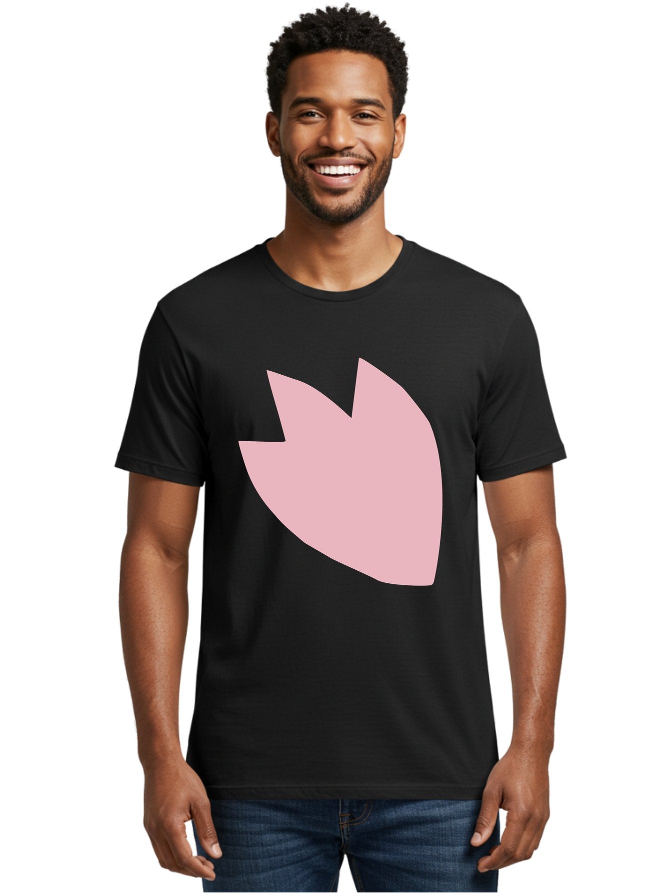 Pink-Tulip Men'S Graphic Tee, 100% Cotton, Comfortable Casual Summer Wear, Machine Washable, Pink Flower, Tulip Silhouette, Minimalist Design, Simple Shape, Floral Element, Soft Pink Hue, Abstract Shape Aab631 22
