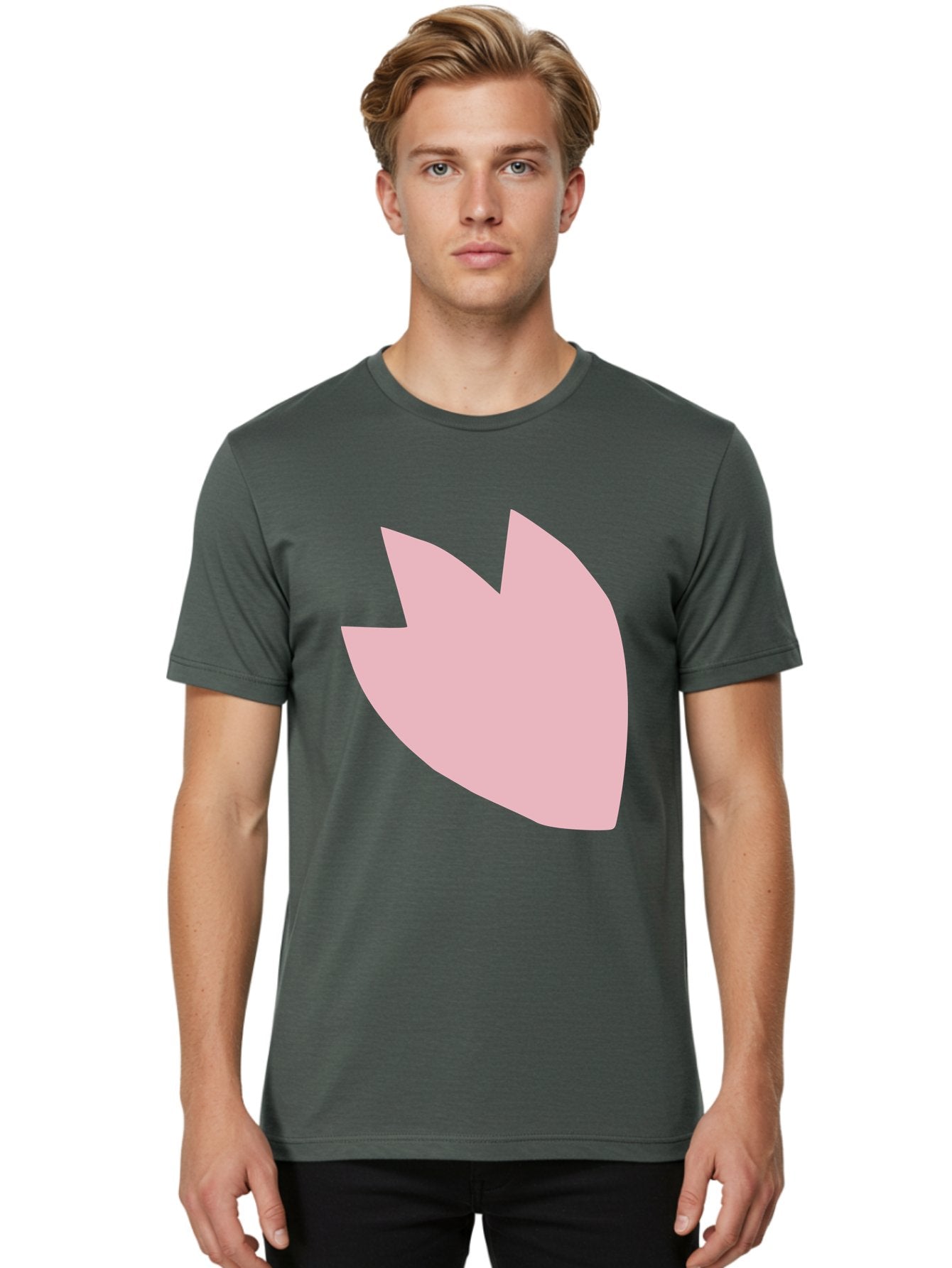 Pink-Tulip Men'S Graphic Tee, 100% Cotton, Comfortable Casual Summer Wear, Machine Washable, Pink Flower, Tulip Silhouette, Minimalist Design, Simple Shape, Floral Element, Soft Pink Hue, Abstract Shape Aab631 25