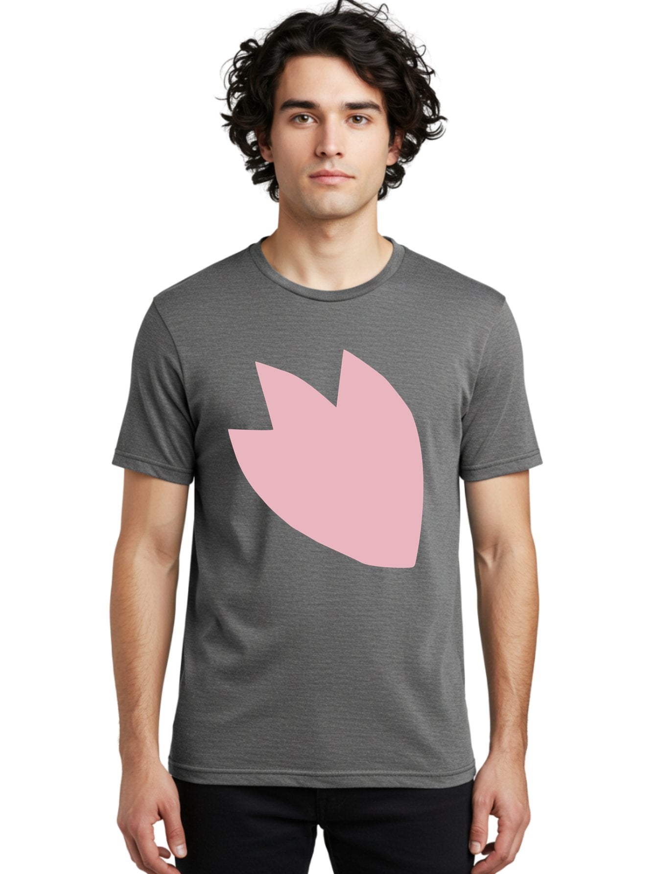 Pink-Tulip Men'S Graphic Tee, 100% Cotton, Comfortable Casual Summer Wear, Machine Washable, Pink Flower, Tulip Silhouette, Minimalist Design, Simple Shape, Floral Element, Soft Pink Hue, Abstract Shape Aab631 20