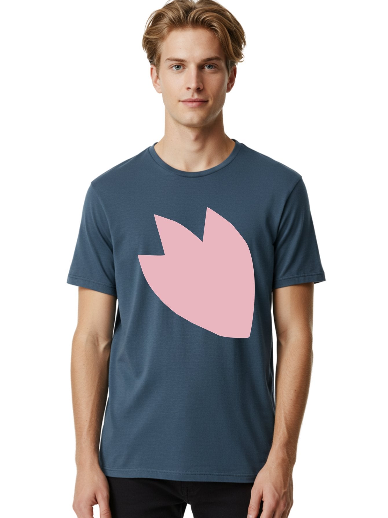 Pink-Tulip Men'S Graphic Tee, 100% Cotton, Comfortable Casual Summer Wear, Machine Washable, Pink Flower, Tulip Silhouette, Minimalist Design, Simple Shape, Floral Element, Soft Pink Hue, Abstract Shape Aab631 24