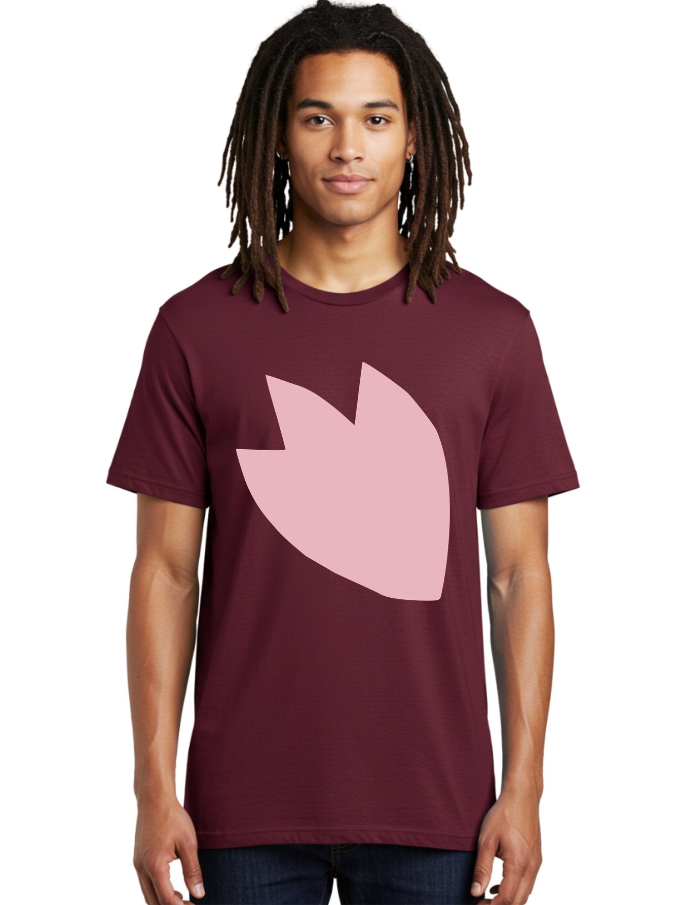 Pink-Tulip Men'S Graphic Tee, 100% Cotton, Comfortable Casual Summer Wear, Machine Washable, Pink Flower, Tulip Silhouette, Minimalist Design, Simple Shape, Floral Element, Soft Pink Hue, Abstract Shape Aab631 23