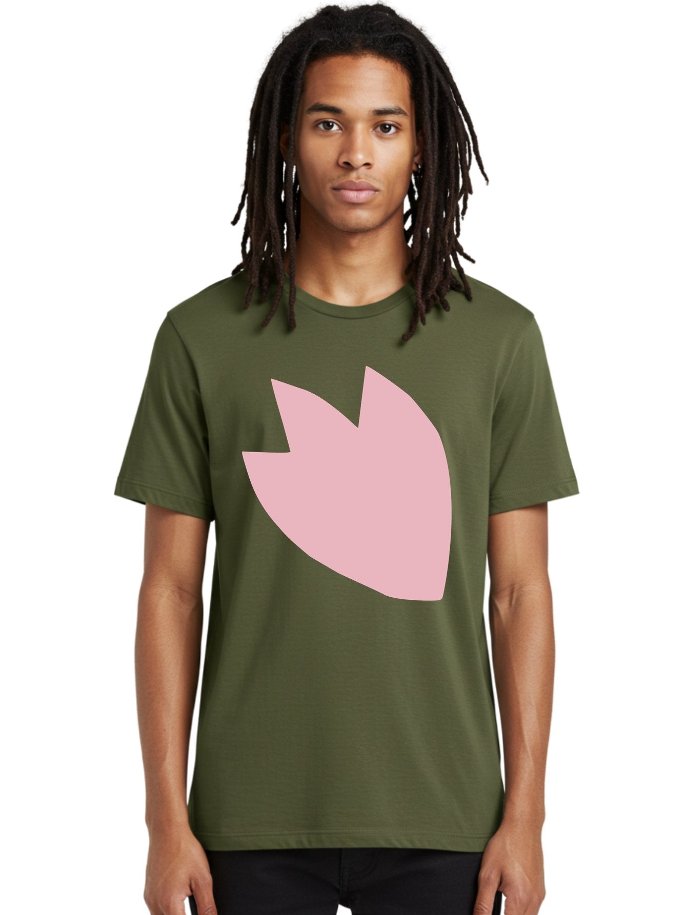 Pink-Tulip Men'S Graphic Tee, 100% Cotton, Comfortable Casual Summer Wear, Machine Washable, Pink Flower, Tulip Silhouette, Minimalist Design, Simple Shape, Floral Element, Soft Pink Hue, Abstract Shape Aab631 30