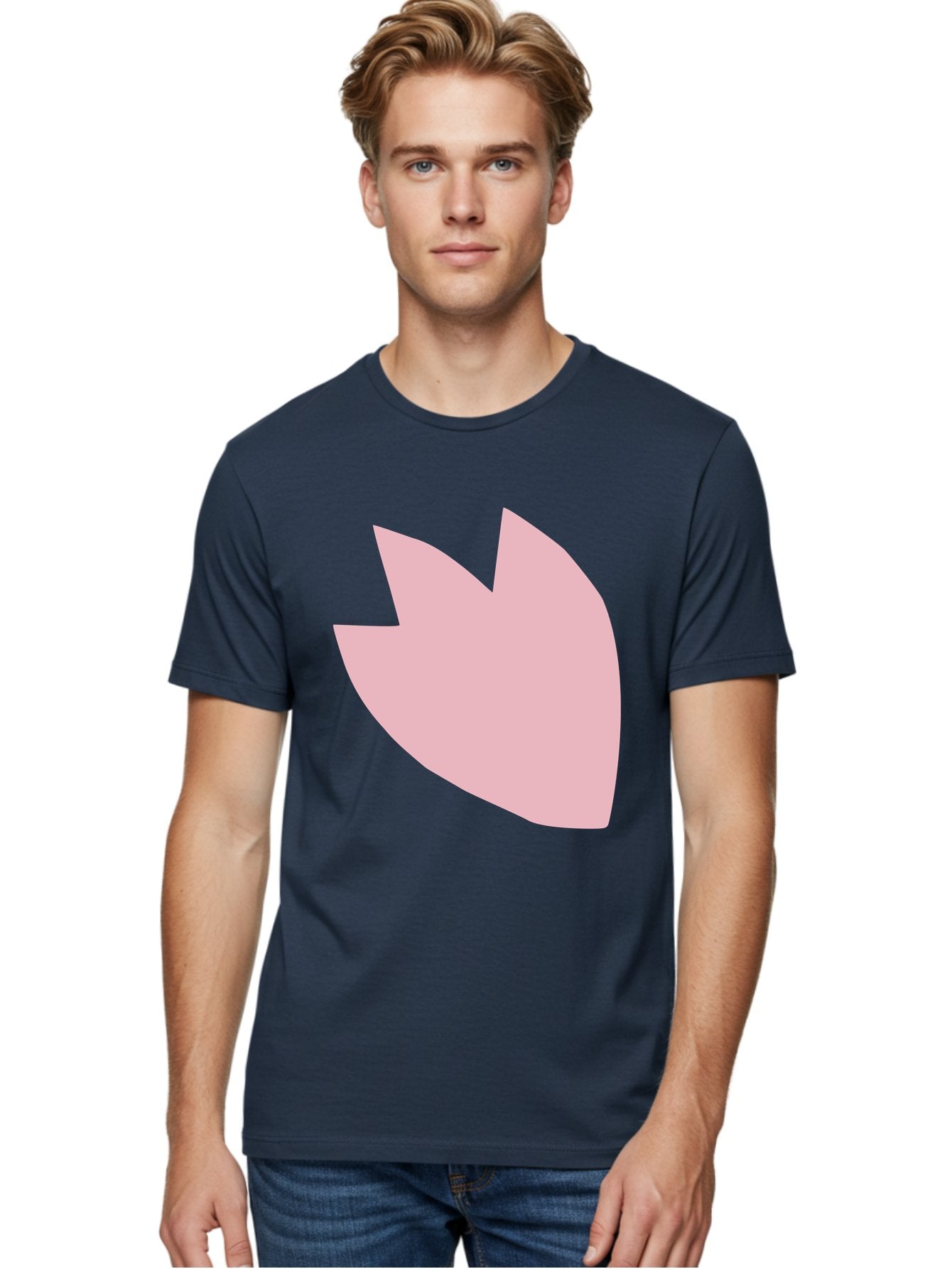 Pink-Tulip Men'S Graphic Tee, 100% Cotton, Comfortable Casual Summer Wear, Machine Washable, Pink Flower, Tulip Silhouette, Minimalist Design, Simple Shape, Floral Element, Soft Pink Hue, Abstract Shape Aab631 18