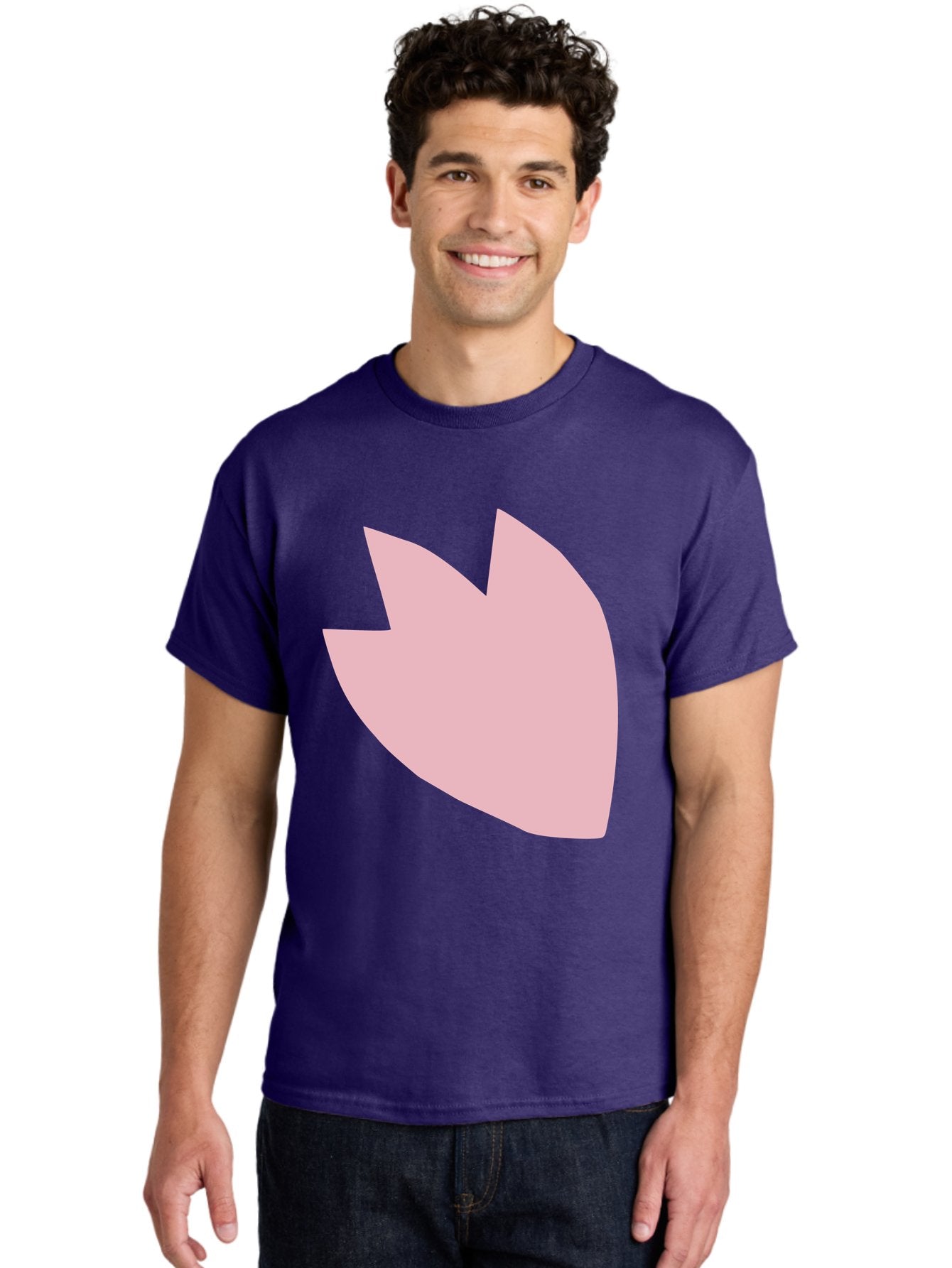 Pink-Tulip Men'S Graphic Tee, 100% Cotton, Comfortable Casual Summer Wear, Machine Washable, Pink Flower, Tulip Silhouette, Minimalist Design, Simple Shape, Floral Element, Soft Pink Hue, Abstract Shape Aab631 26