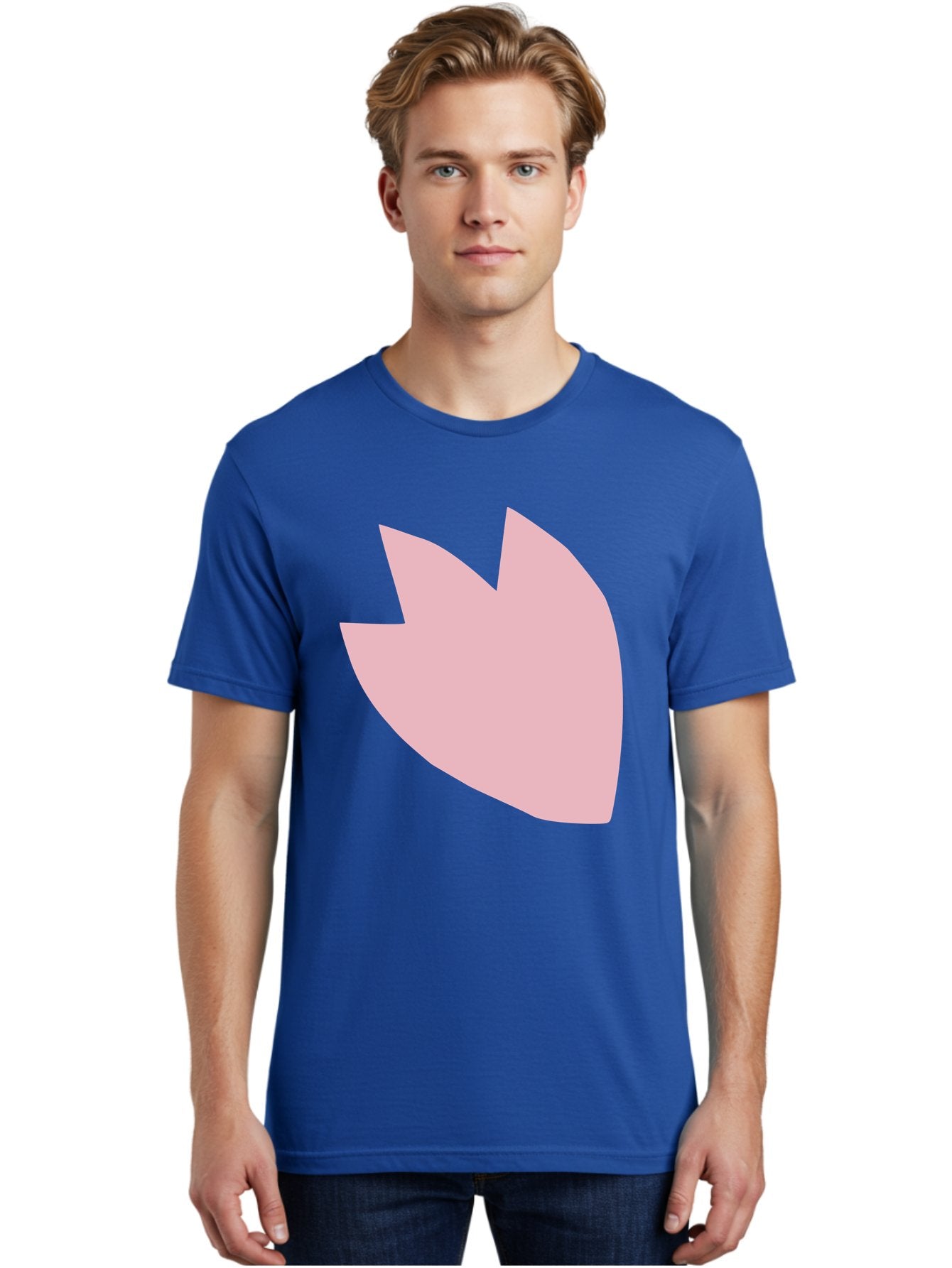 Pink-Tulip Men'S Graphic Tee, 100% Cotton, Comfortable Casual Summer Wear, Machine Washable, Pink Flower, Tulip Silhouette, Minimalist Design, Simple Shape, Floral Element, Soft Pink Hue, Abstract Shape Aab631 28