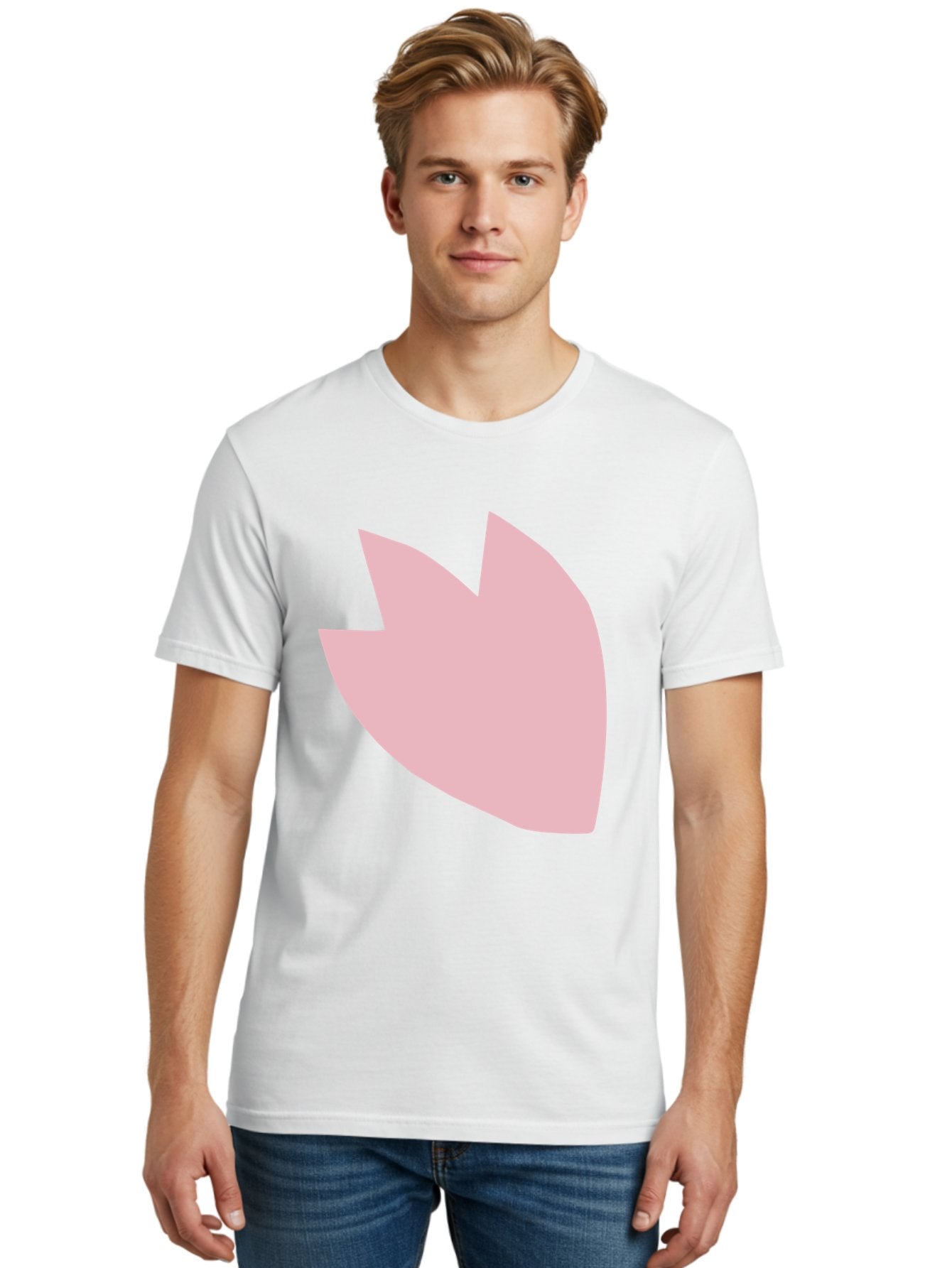 Pink-Tulip Men'S Graphic Tee, 100% Cotton, Comfortable Casual Summer Wear, Machine Washable, Pink Flower, Tulip Silhouette, Minimalist Design, Simple Shape, Floral Element, Soft Pink Hue, Abstract Shape Aab631 16